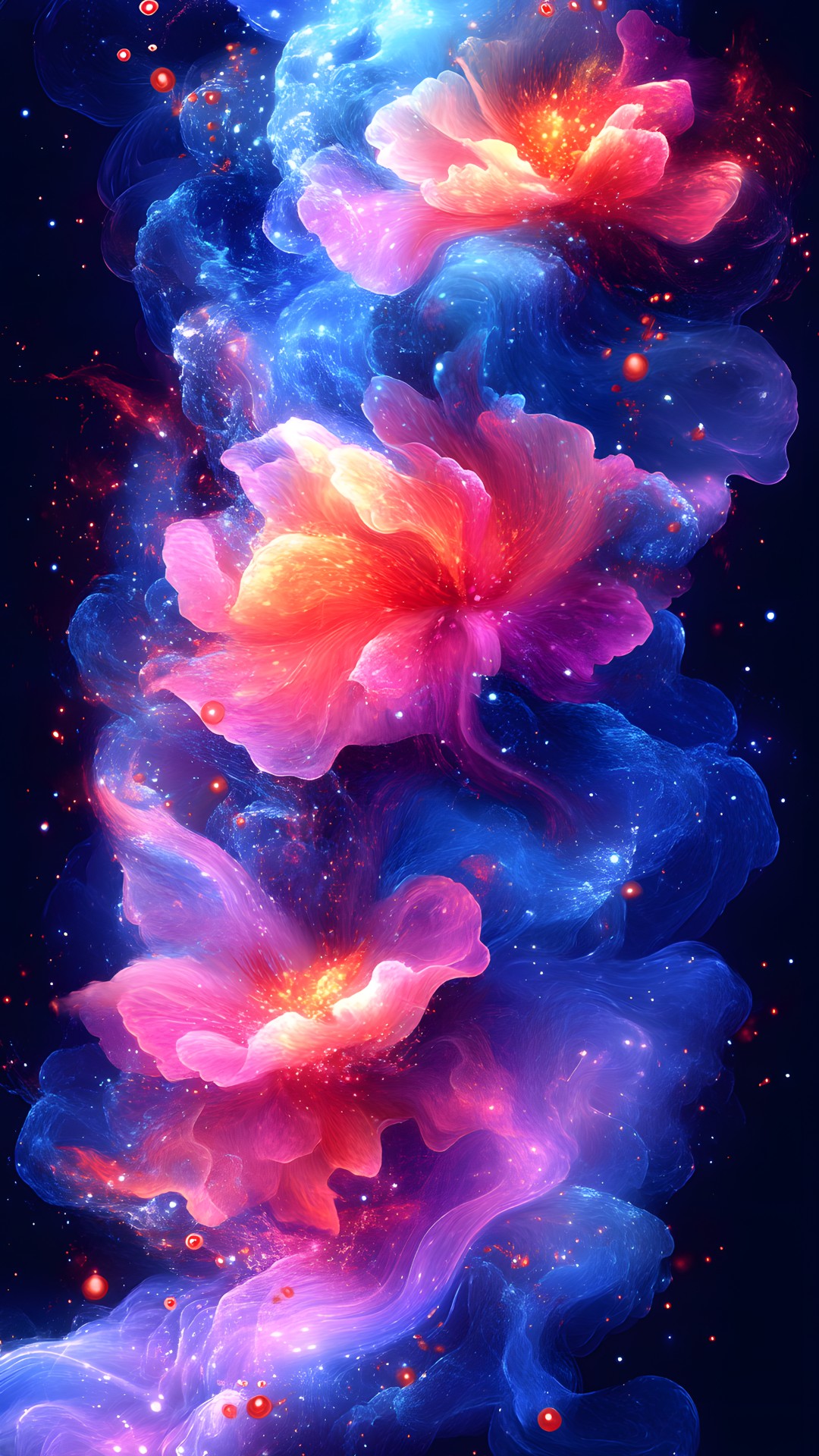 Blue, Red, Pink, Purple, Night, Graphics, Fractal art, Science