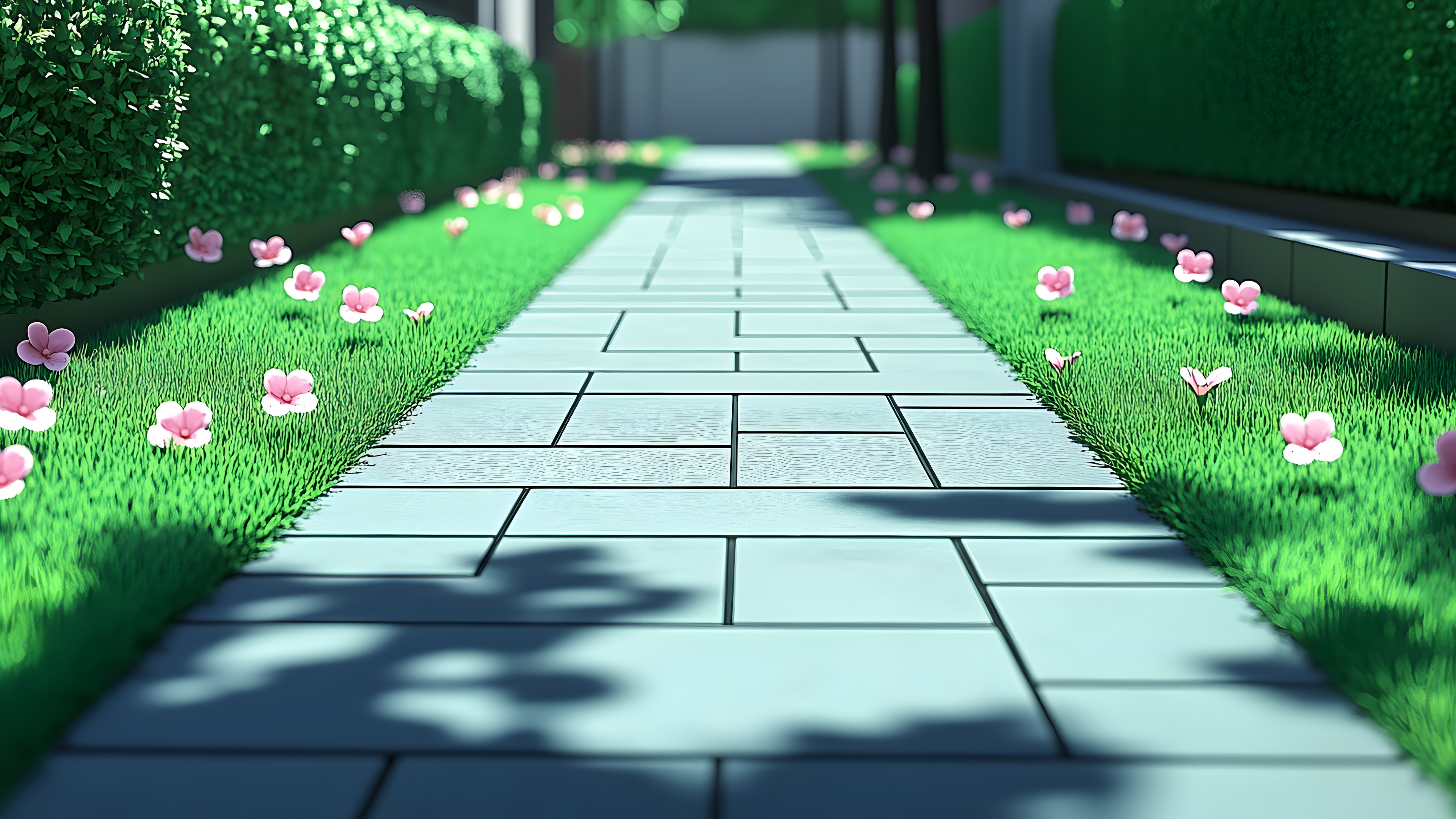 Shrub, Garden, Lawn, Animation, Landscaping, Yard, Walkway, Backyard, Tulip