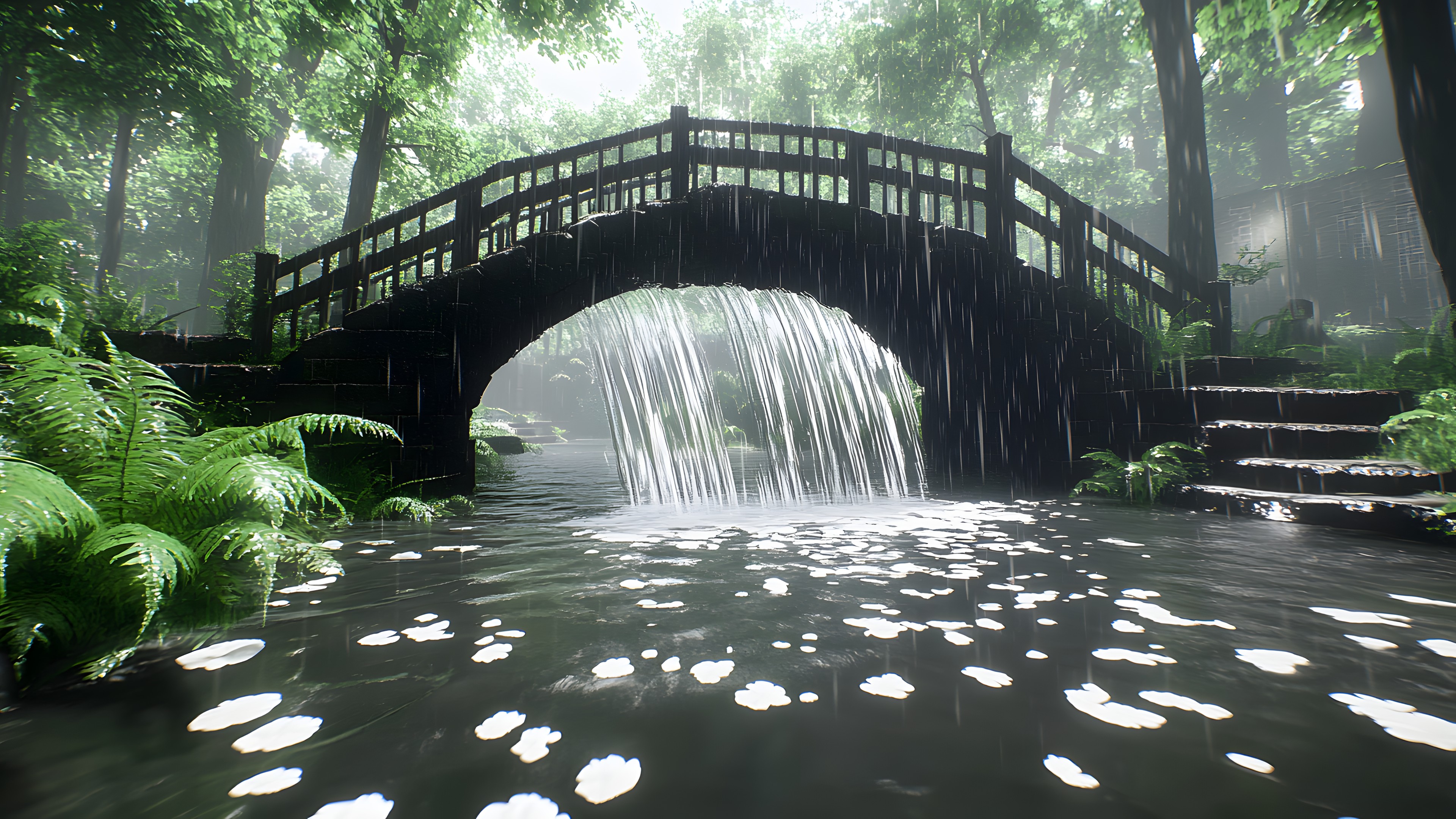 Bridge, Arch bridge, Watercourse, Arch, Forest, River, List of nonbuilding structure types, Humpback bridge, Reflection, Fluvial landforms of streams, Stream, Devil's Bridge, Canal, Jungle, Rainforest, Spring, Pond, Riparian zone, Wetland, Creek
