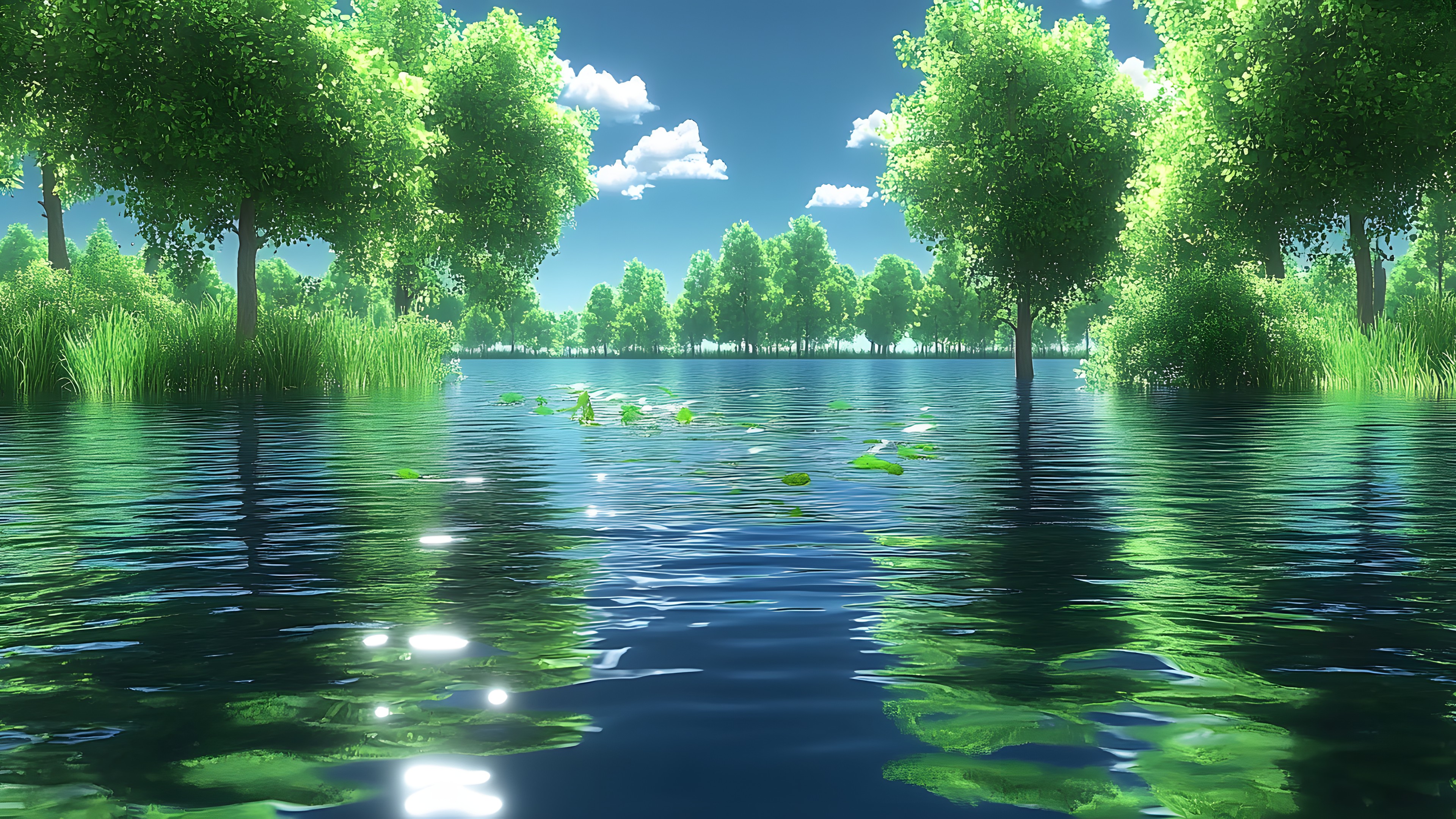 Water, Reflection, Lake, Wetland, Freshwater marsh, Pond, Bayou, Marsh, Lacustrine plain, Aquatic plant, Jungle, Swamp, Floodplain, Tropics, Loch
