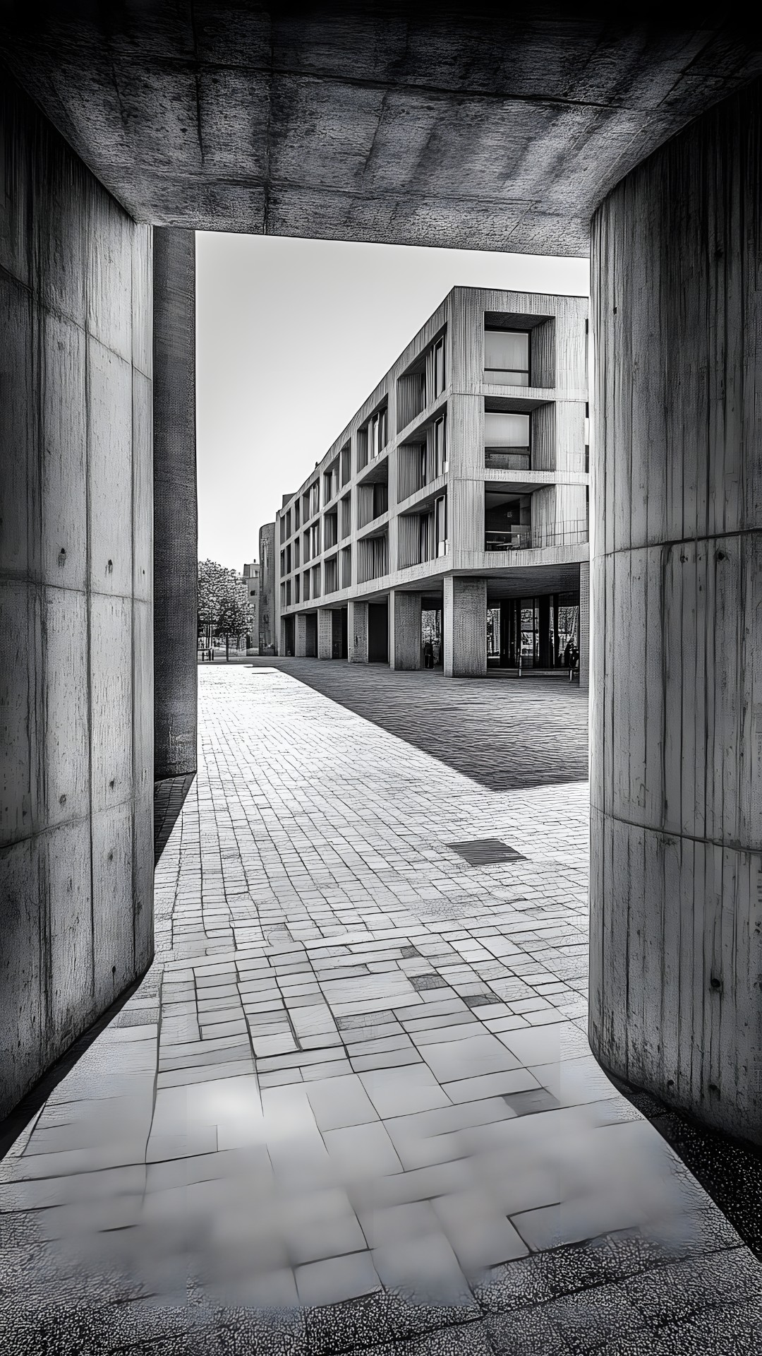 Monochrome photography, Composite material, Monochrome, Concrete, Black and white, Brutalist architecture, Daylighting, Symmetry, Reflection, Shadow