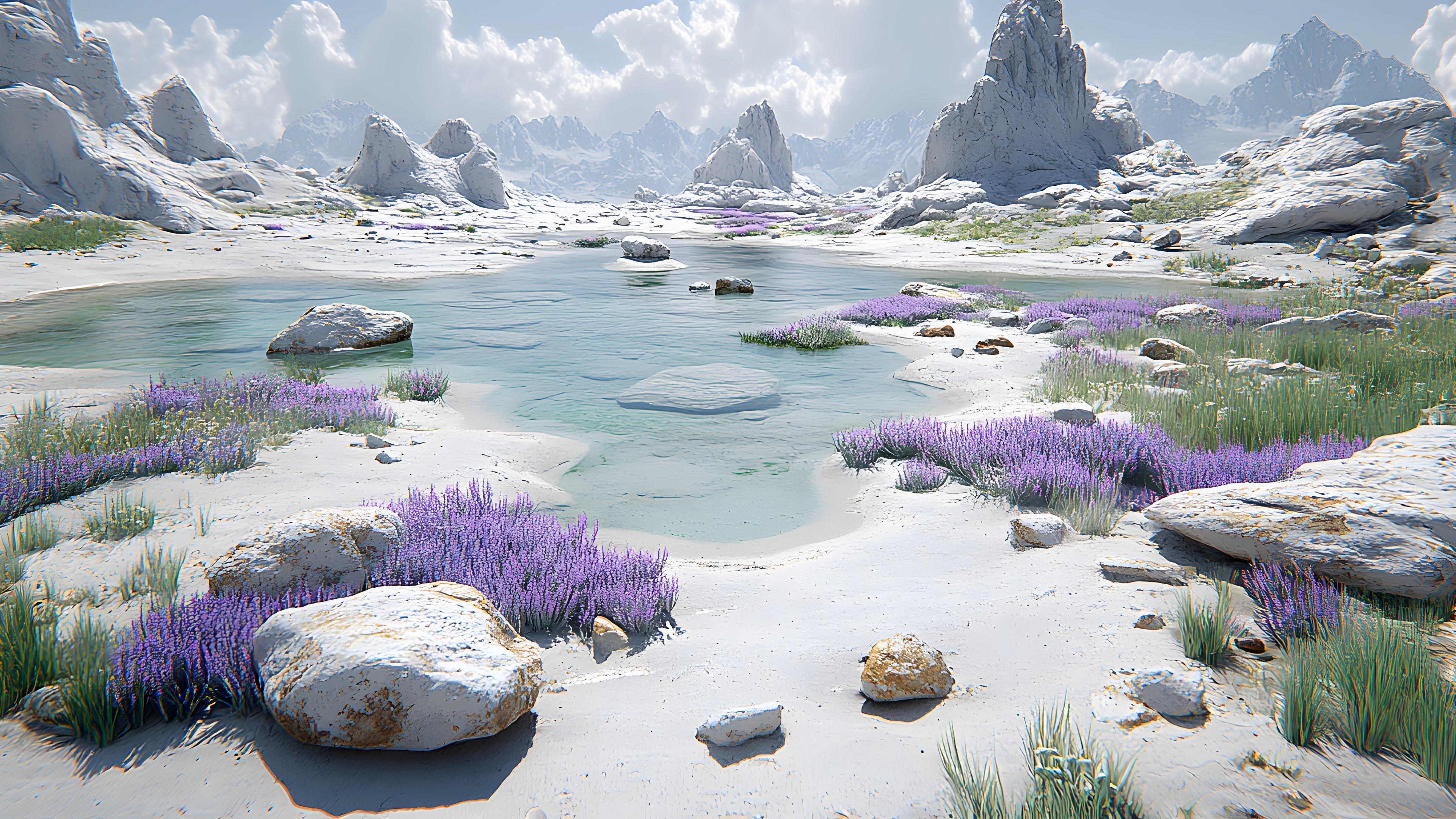 Rock, Mountain river, Outcrop, Winter, Stream, Conifers, Glacial landform, Tundra, National park