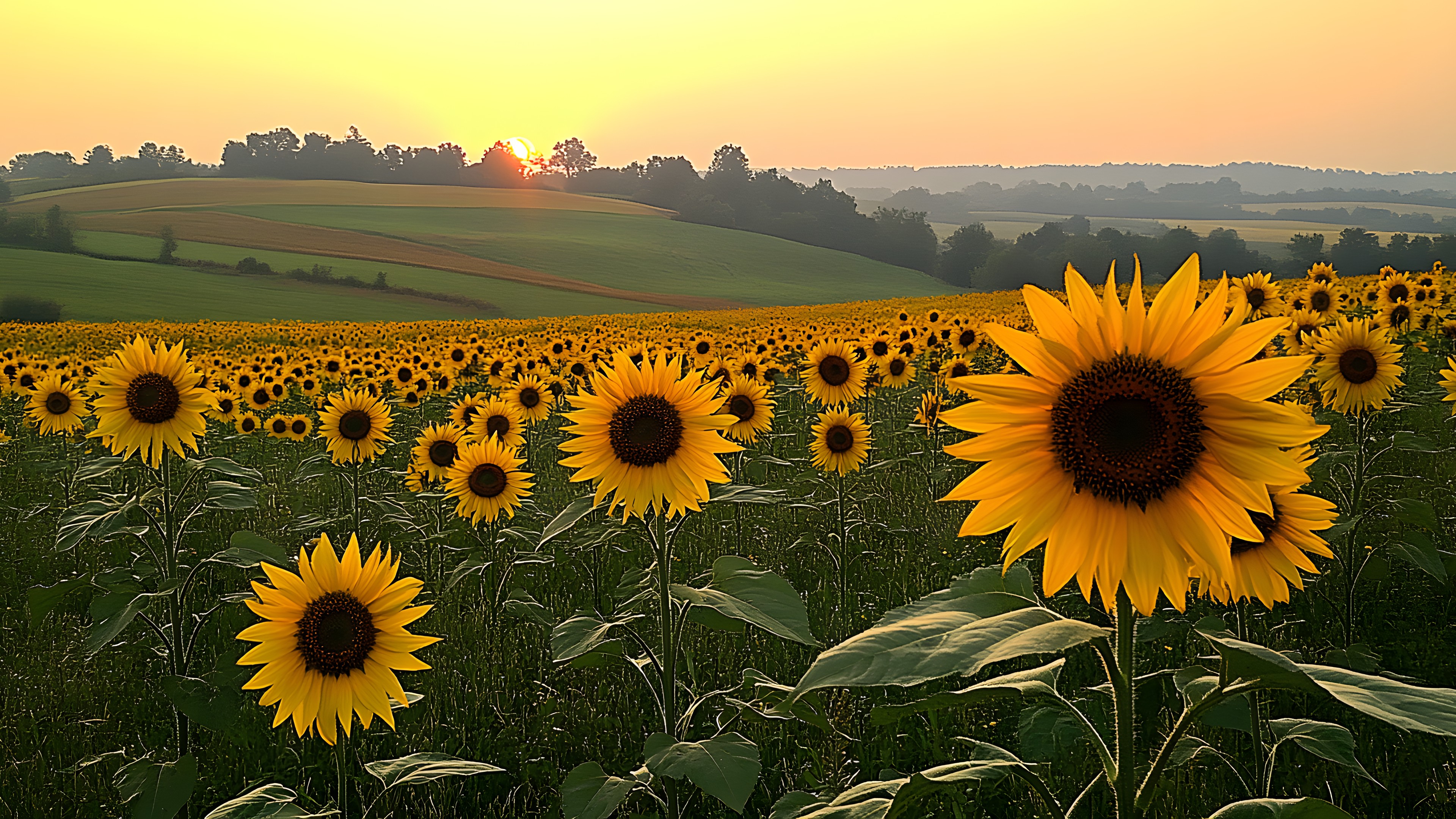 Flower, Common sunflower, Yellow, Petal, Field, Summer, Agriculture, Plantation, Flowering plant, Meadow, Wildflower, Sunflowers, Herbaceous plant, Prairie, Plant stem, Forb, Farm, Crop, Evening, Asterales