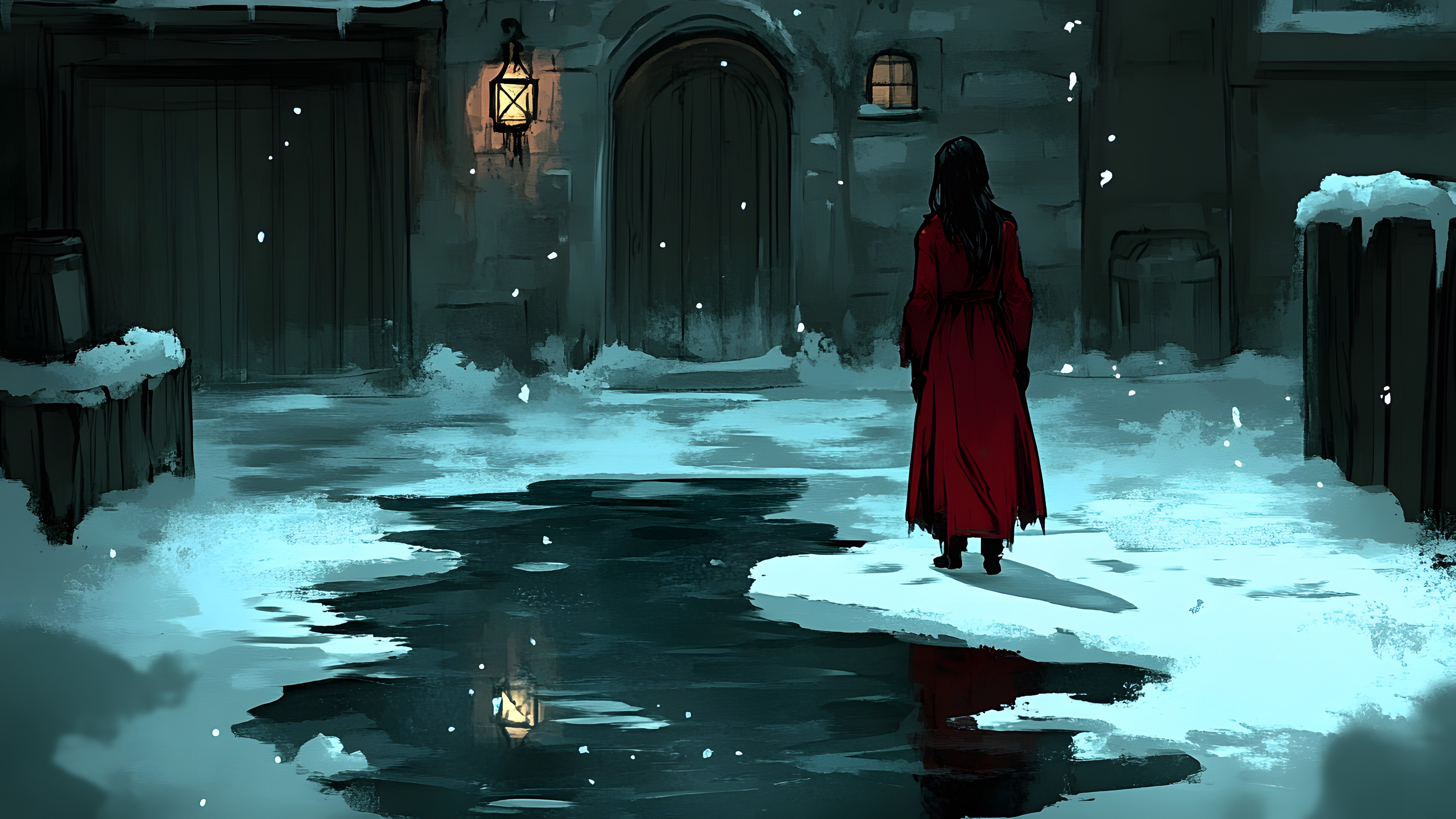 Animation, CG artwork, Winter, Fictional character, Digital compositing, Fiction, PC game, Cloak