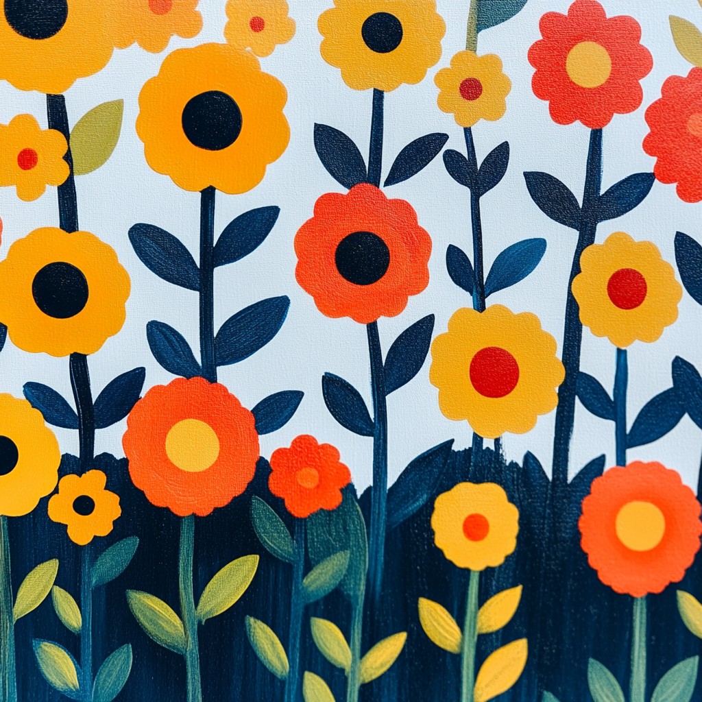 Flower, Yellow, Orange, Petal, Wildflower, Floral design, Creative arts, Pedicel, Paint, Cut flowers, Sunflowers, Daisy family