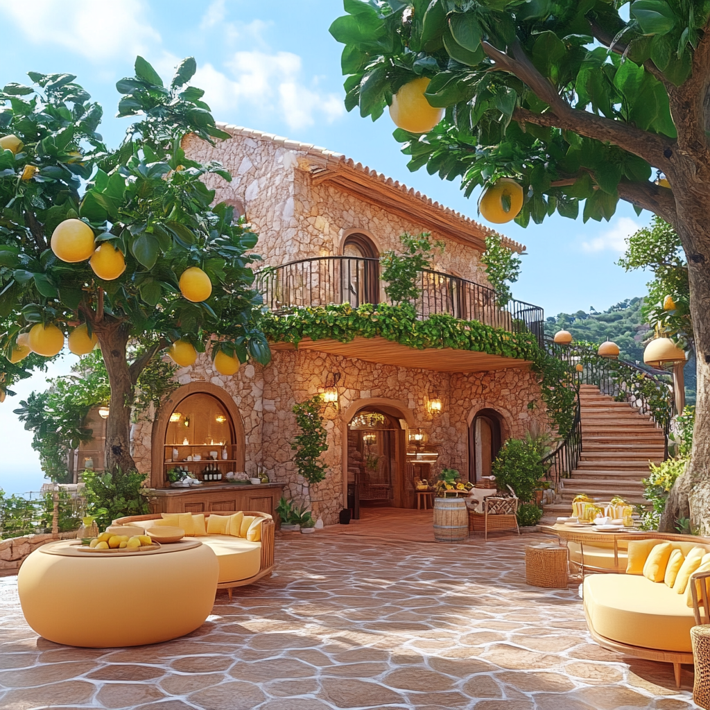 Garden, Hacienda, Flowerpot, Estate, Resort, Eco hotel, Villa, Courtyard, Landscaping, Yard, Houseplant, Mansion, Patio, Arcade, Hotel, Landscape lighting, Balcony, Backyard, Outdoor furniture, Umbrella