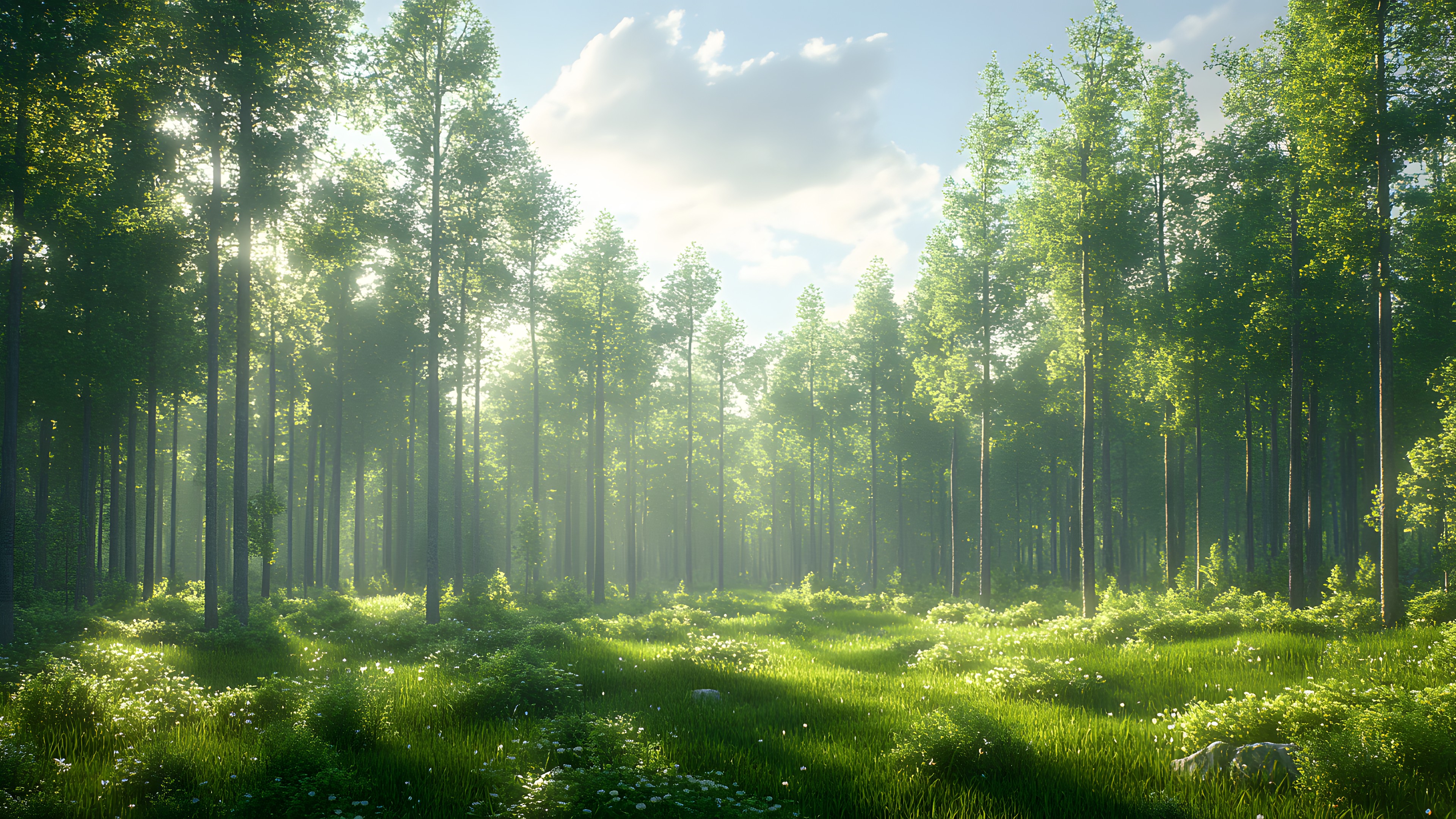 Cloud, Sky, Plant, People in nature, Tree, Natural landscape, Terrestrial plant, Wood, Atmospheric phenomenon, Grass, Trunk, Biome, Landscape, Grassland, Meadow, Grass family, Spruce-fir forest, Deciduous, Forest, Groundcover