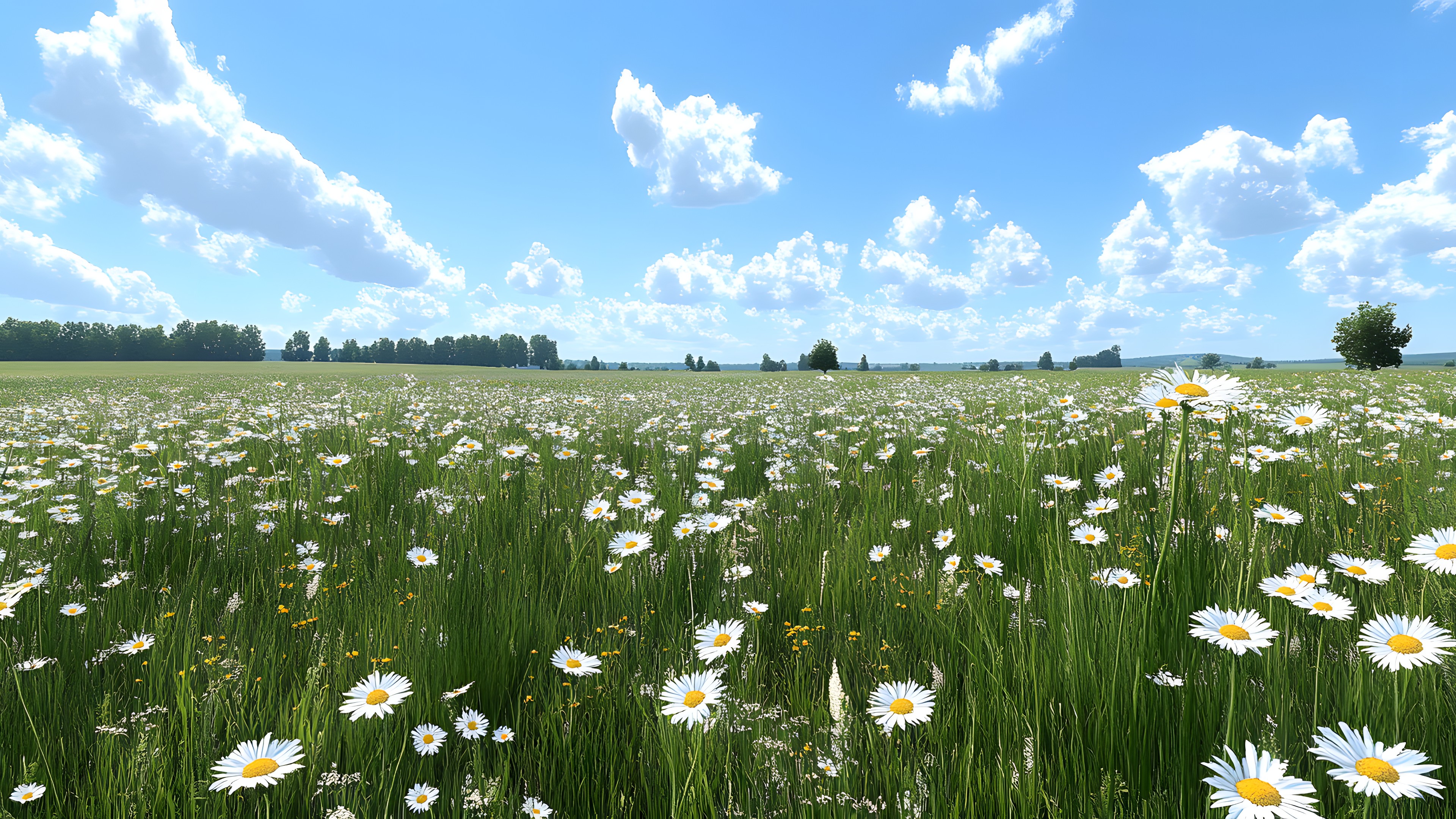 Flower, Green, Natural environment, Plants, Cloud, Grassland, Field, Summer, Meadow, Prairie, Land lot, Spring, Grasses, Cumulus, Pasture, Agriculture, Wildflower, Roman chamomile, Steppe, Herbaceous plant