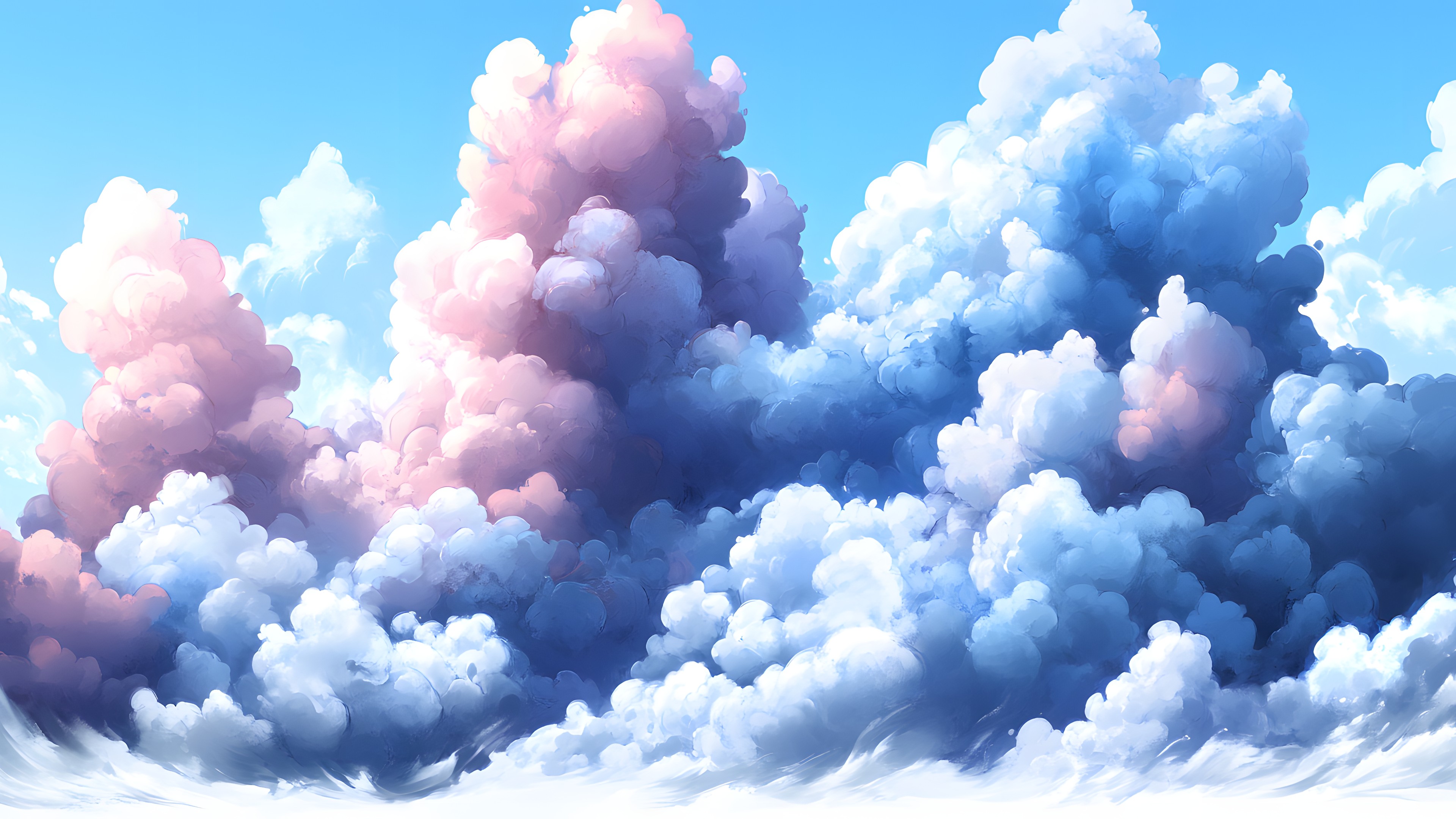 Cloud, Blue, Daytime, Cumulus, Pink, Meteorological phenomenon, Graphics