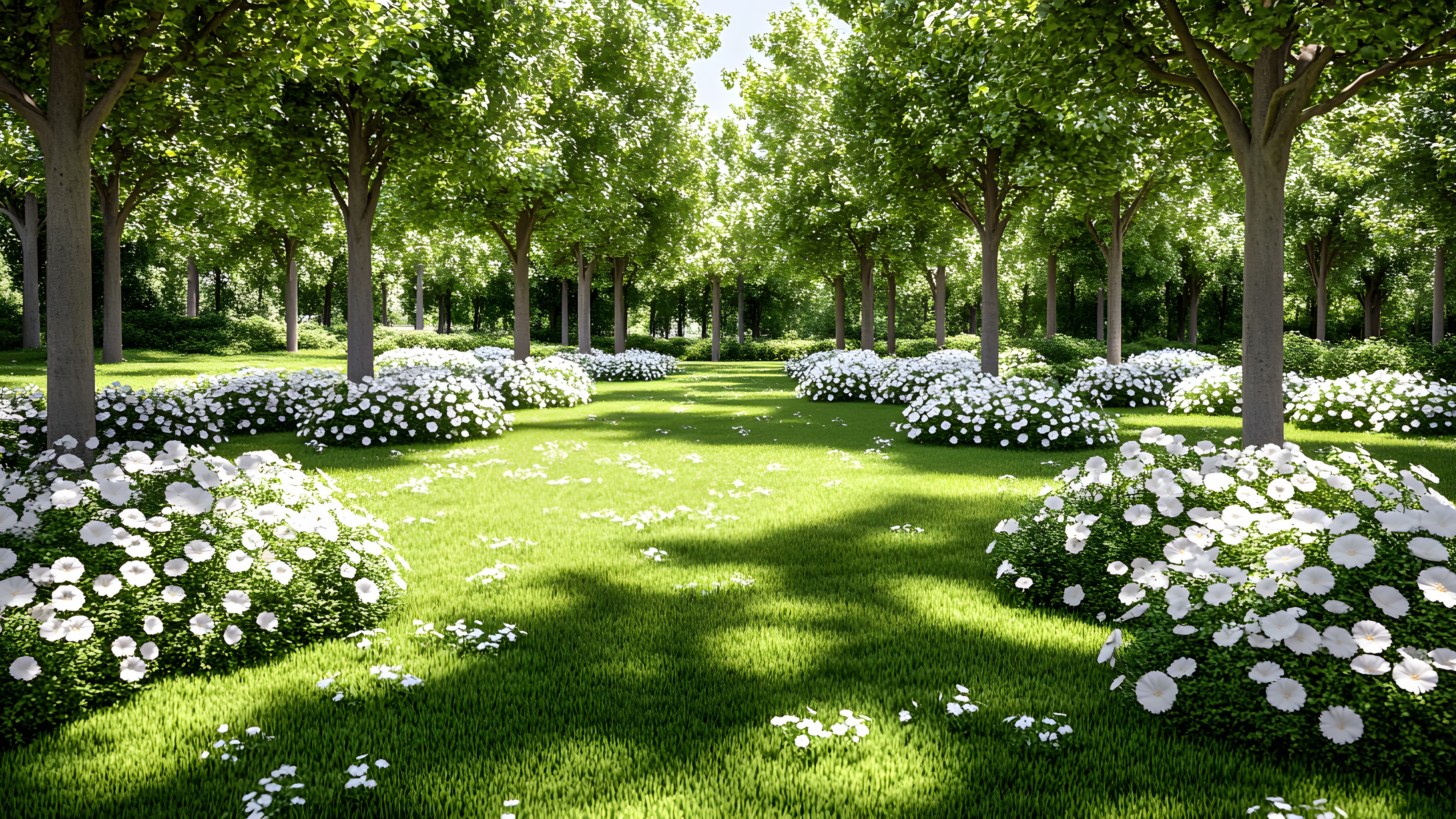 Green, Shrub, Garden, Groundcover, Spring, Lawn, Woody plant, Park, Shade, Landscaping, Botanical garden, Plantation, Yard, Perennial plant, Walkway, Hedge, Hydrangea, Cornales, Backyard, Evergreen