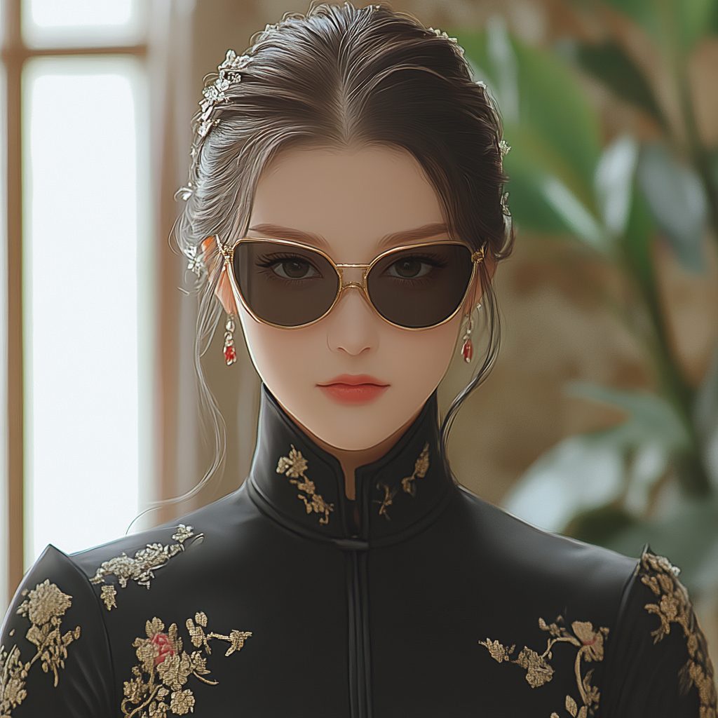 Eyewear, Vision Care, Fashion, Earring, Goggles, Sunglasses, Fashion illustration, Fashion Model, Lipstick, Portrait, Cosmetics, Model, Headpiece, CG artwork, Makeover