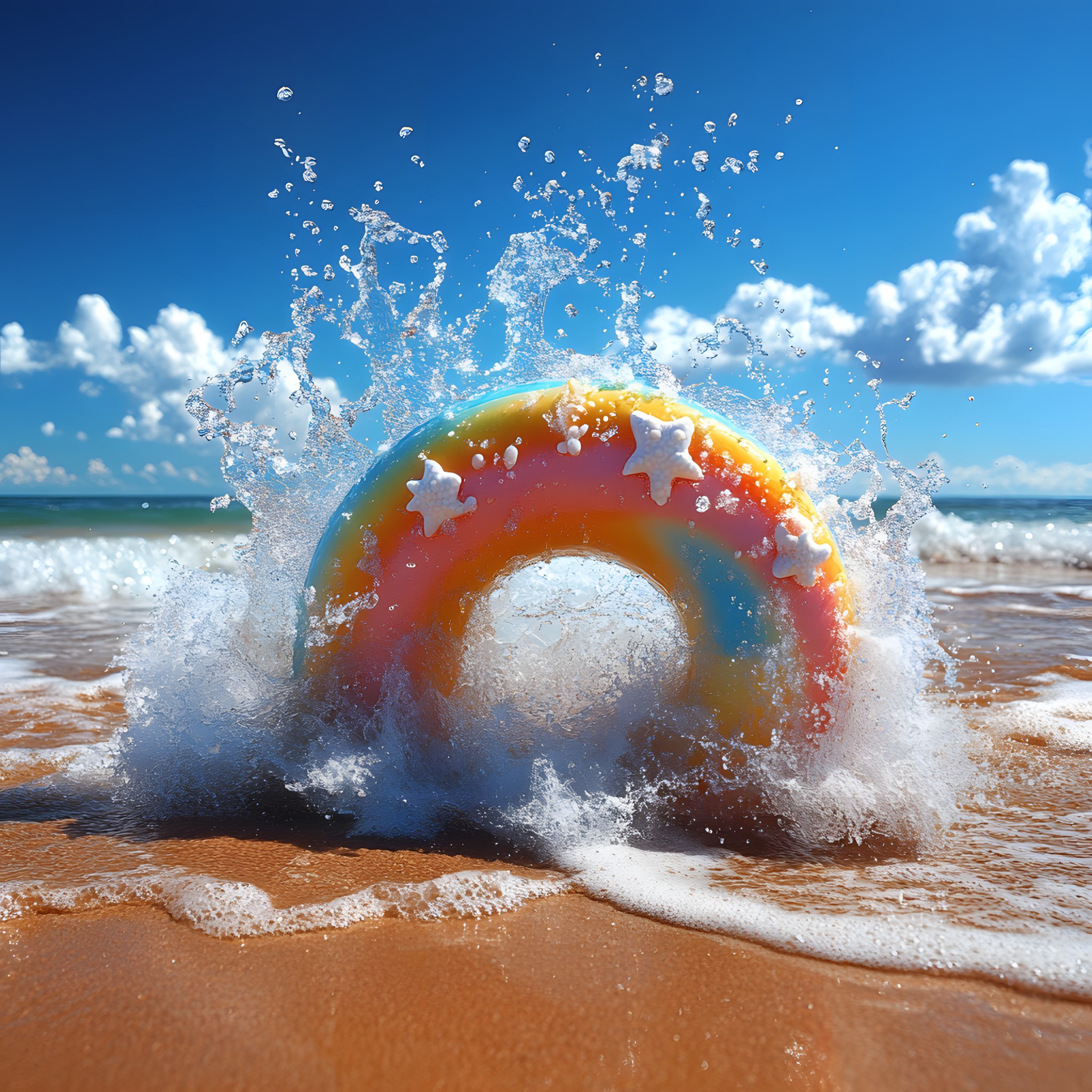 Blue, Fluid, Lifebuoy, Sea, Liquid, Beach, Ocean, Wind wave, Wave, Shore, Coast, Inflatable, Sand, Meteorological phenomenon, Wind, Tropics, Holiday