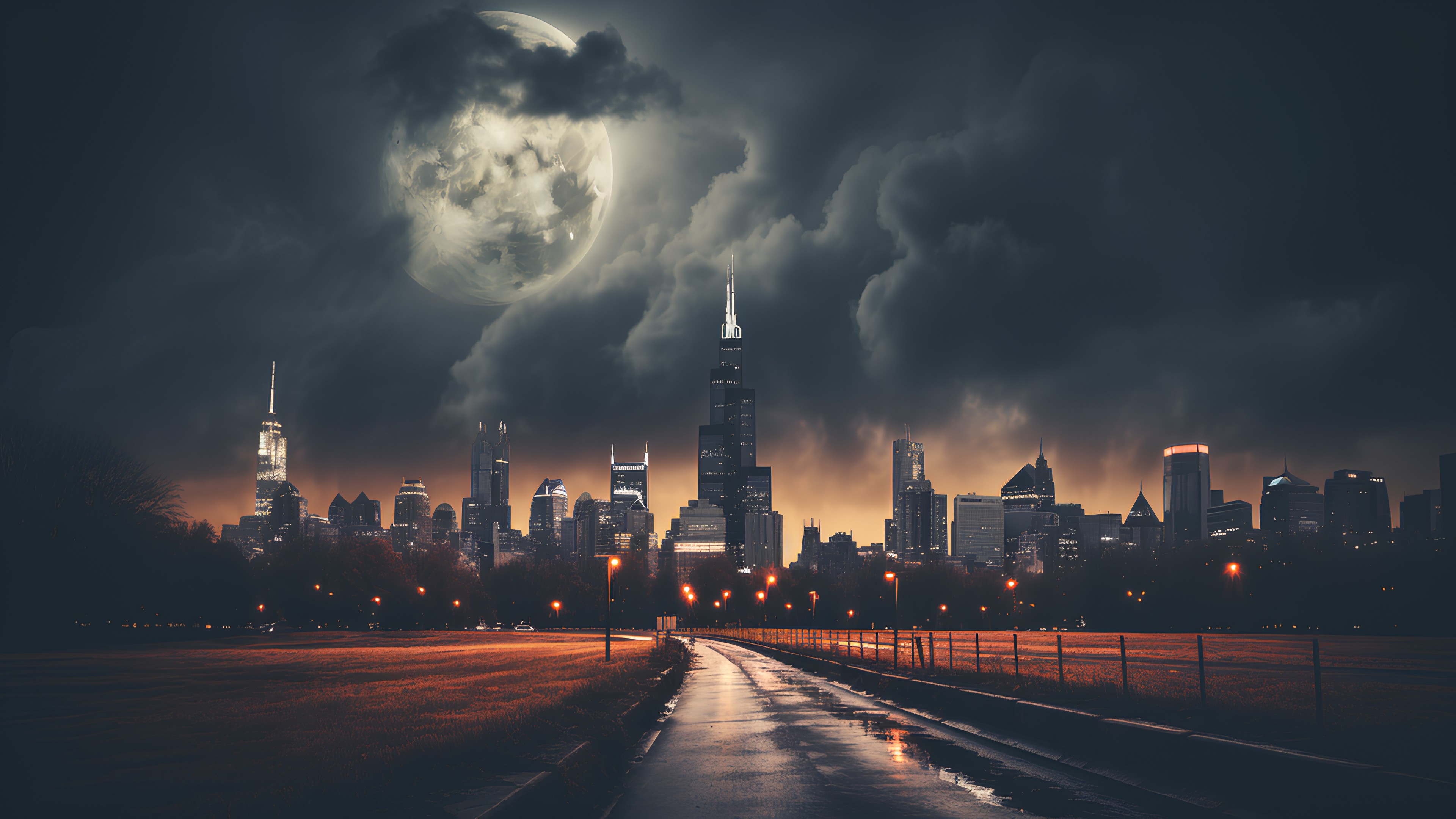 Cloud, Sky, Atmosphere, Building, World, Dusk, Architecture, Cityscape, Tower block, Horizon, City, Metropolis, Midnight, Metropolitan area, Landmark, Electricity, Cumulus, Skyscraper, Human settlement, Darkness