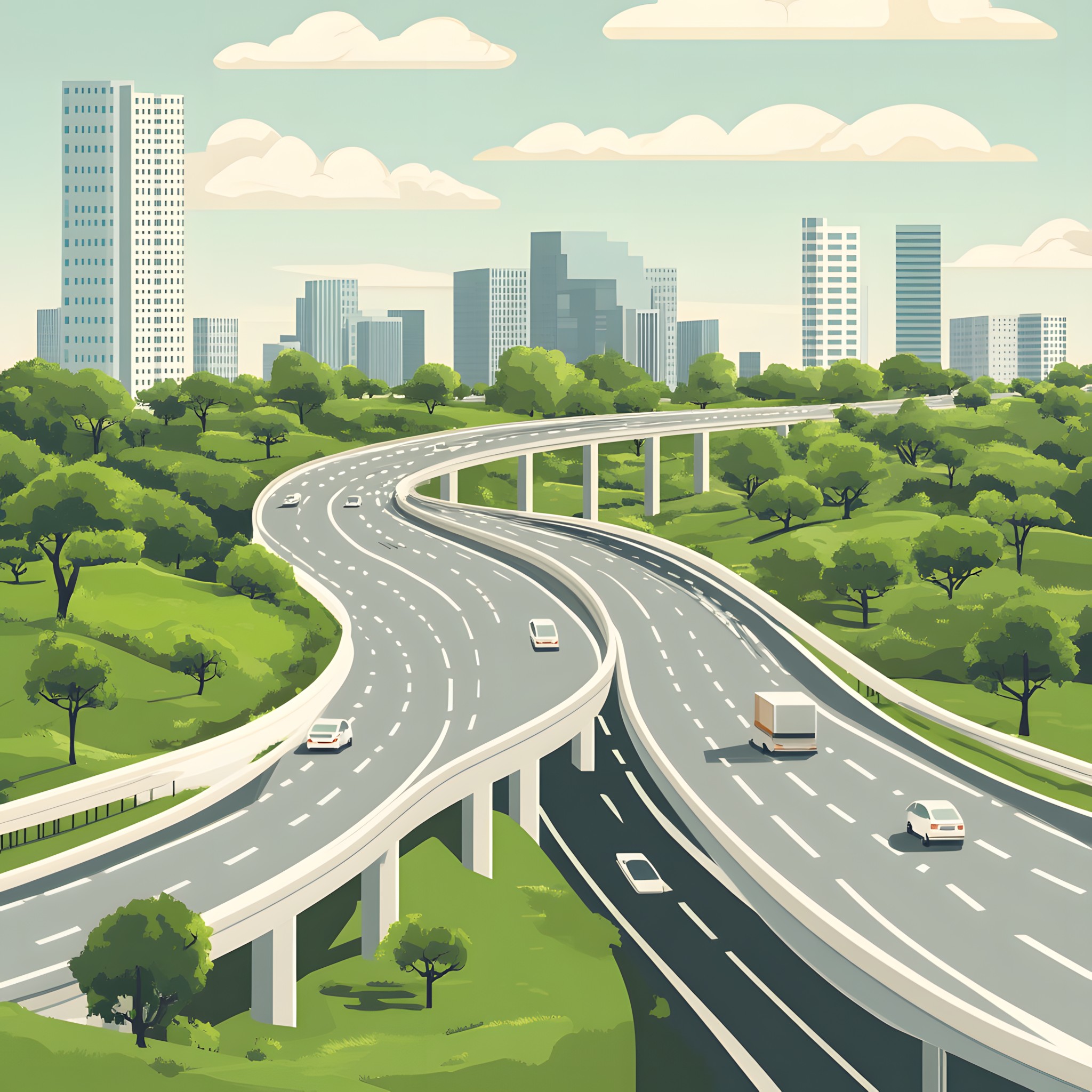 Road, Highway, Controlled-access highway, Thoroughfare, List of nonbuilding structure types, Bridge, Overpass, Road junction, Traffic, Cityscape, Shoulder, Tar, Road trip, Intersection, Concrete bridge, Path, High-rise building, Skyline