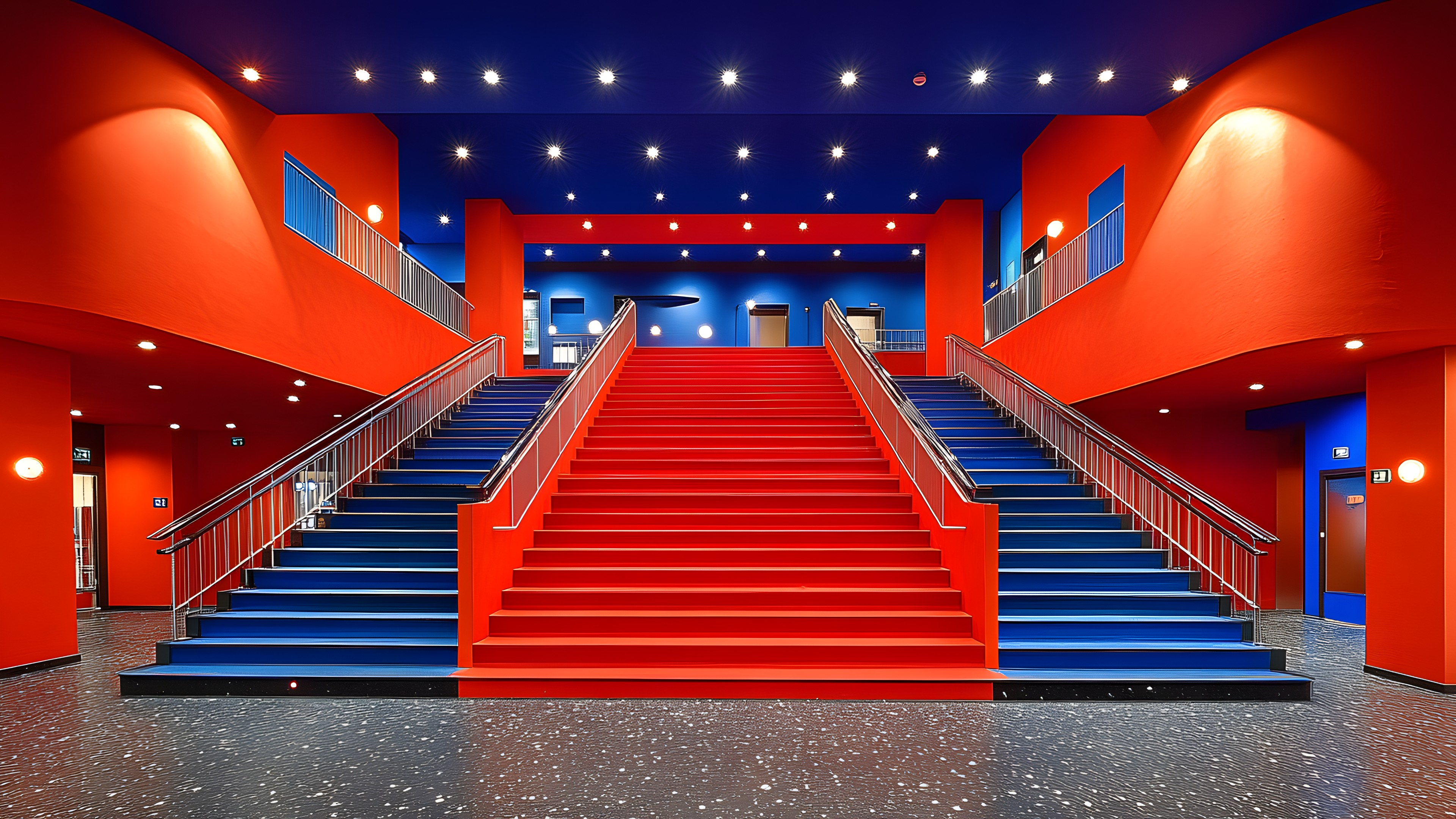 Red, Flooring, Floor, Ceiling, Stairs, Design