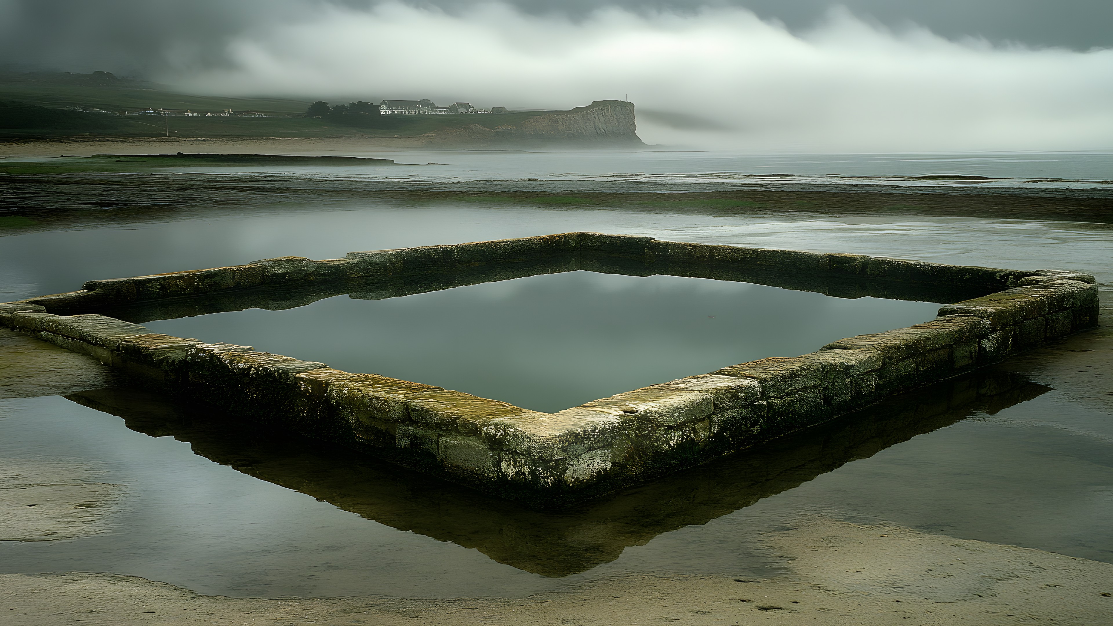 Water, Cloud, Sky, Water resources, Natural landscape, Fog, Lake, Atmospheric phenomenon, Watercourse, Landscape, Horizon, Morning, Wood, Hot spring, Calm, Tree, Mist, Reflection, Symmetry, Reservoir