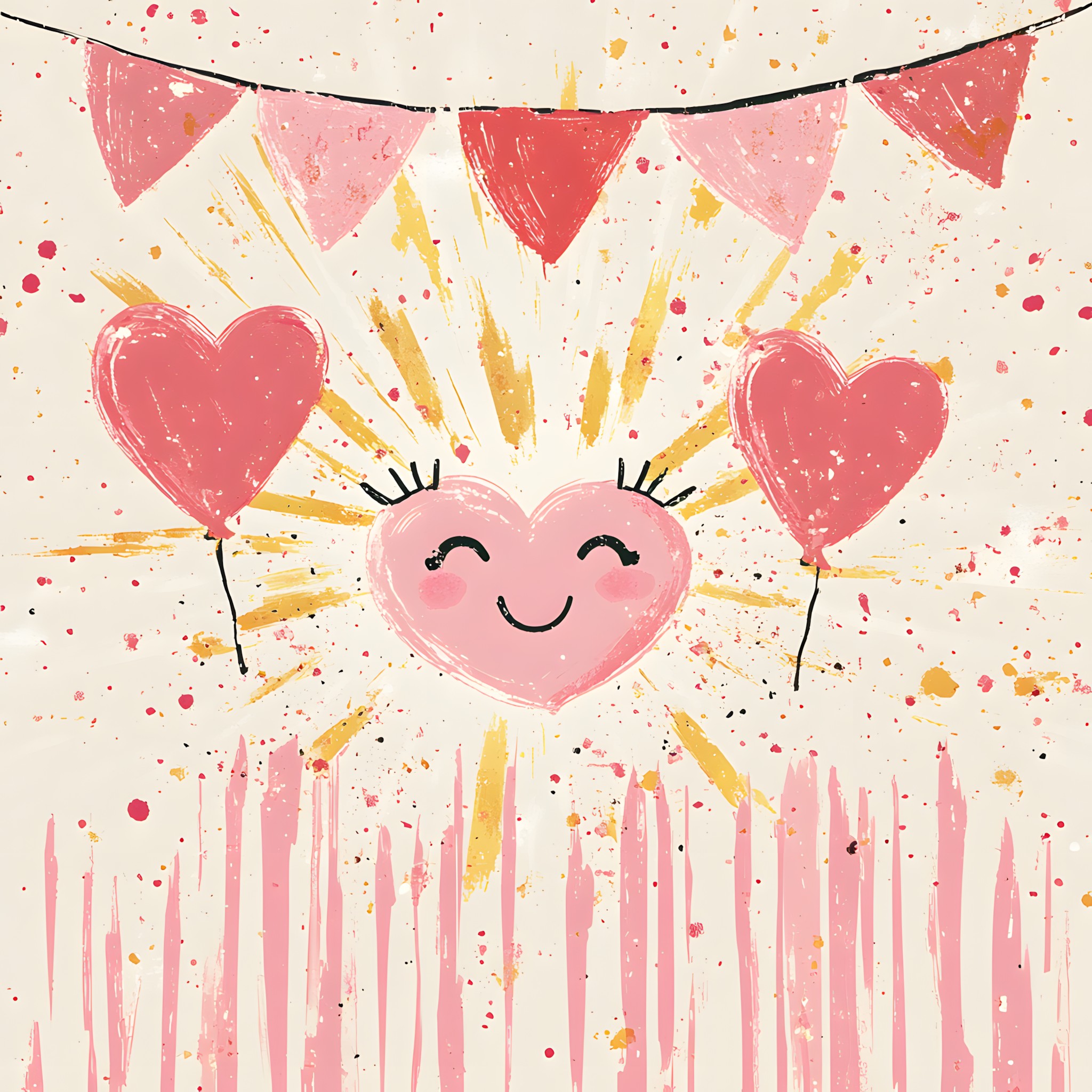 Heart, Pink, Love, Orange, Visual arts, Valentine's Day, Child art, Happiness, Illustration, Creative arts, Graphics, Paint, Design, Watercolor painting, Heart