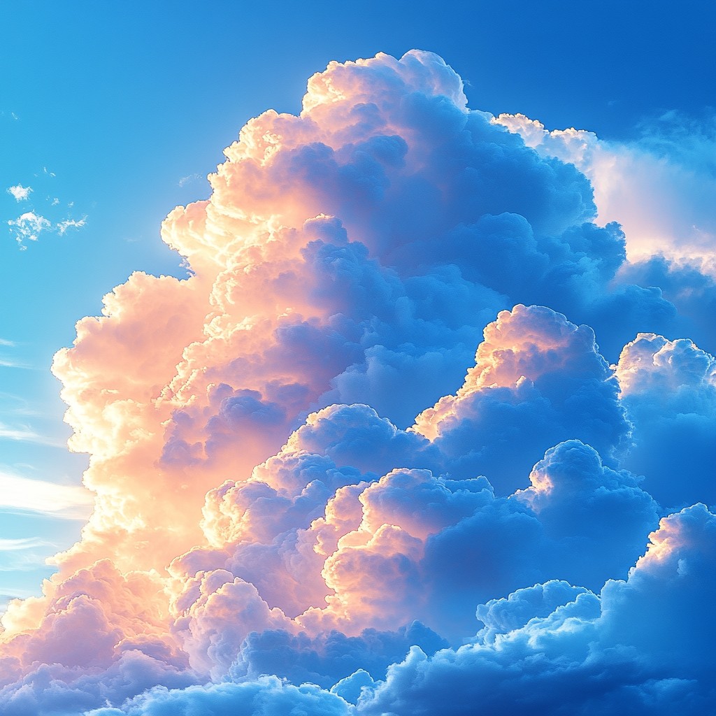 Cloud, Sky, Blue, Daytime, Cumulus, Orange, Meteorological phenomenon, Sunlight, Evening, Dusk