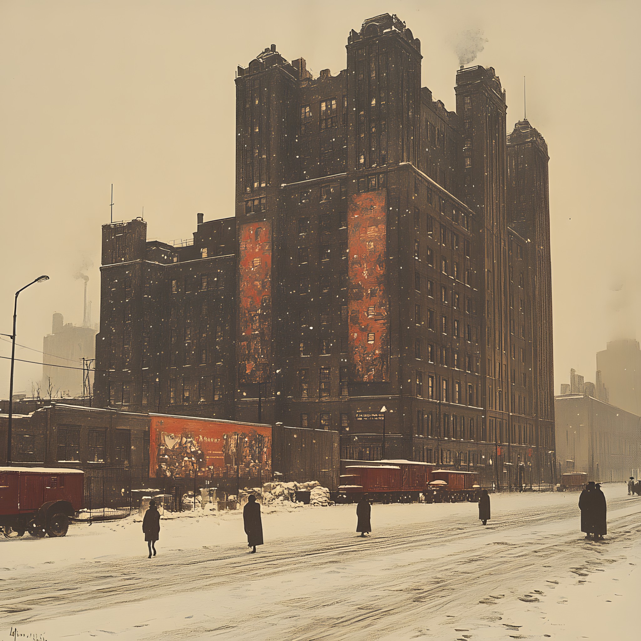 City, High-rise building, Winter, Metropolis, Condominium, Snow, Freezing, Skyscraper, Precipitation, Evening, Cityscape