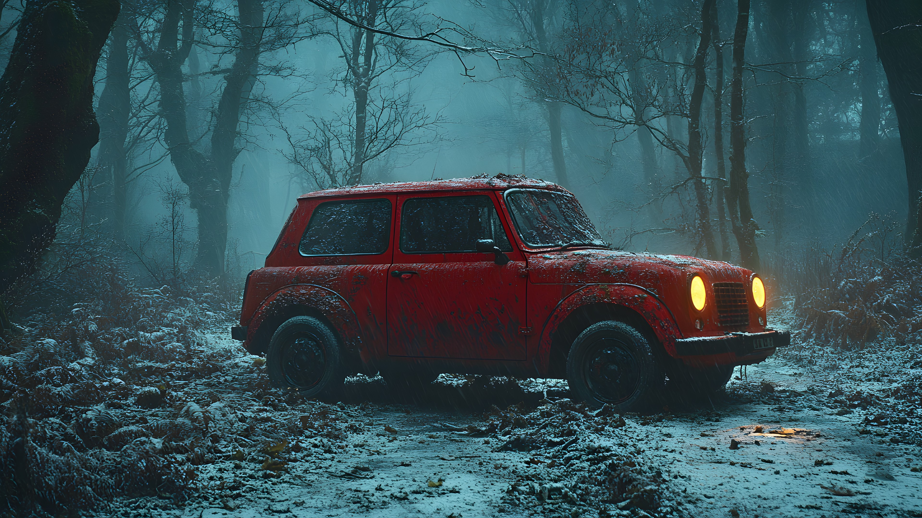 Land vehicle, Car, Vehicle, Motor vehicle, Automotive Exterior, Automotive lighting, Automotive Tire, Bumper, Headlamp, Fender, Hood, MINI, Hardtop, Grille, Windshield, Car door, Tread, Subcompact car, Off-roading, Classic car