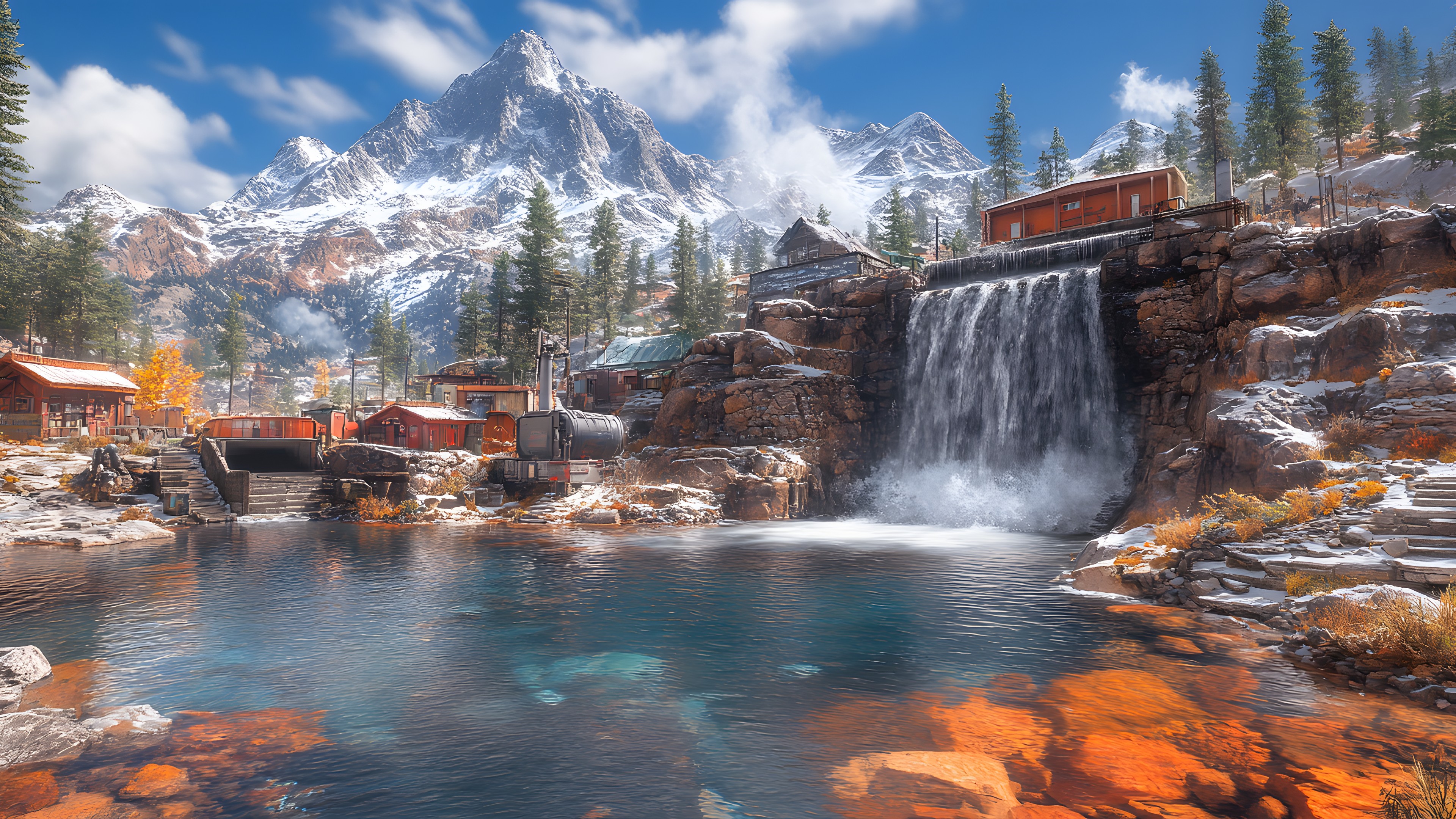 Water, Natural landscape, Rock, Watercourse, Mountain river, Stream, Forest, Valley, River, Fluvial landforms of streams, geological phenomenon, Hill station, Video Game Software, PC game, Riparian zone, Water feature, Waterfall, Spring, Mountain Village, Winter