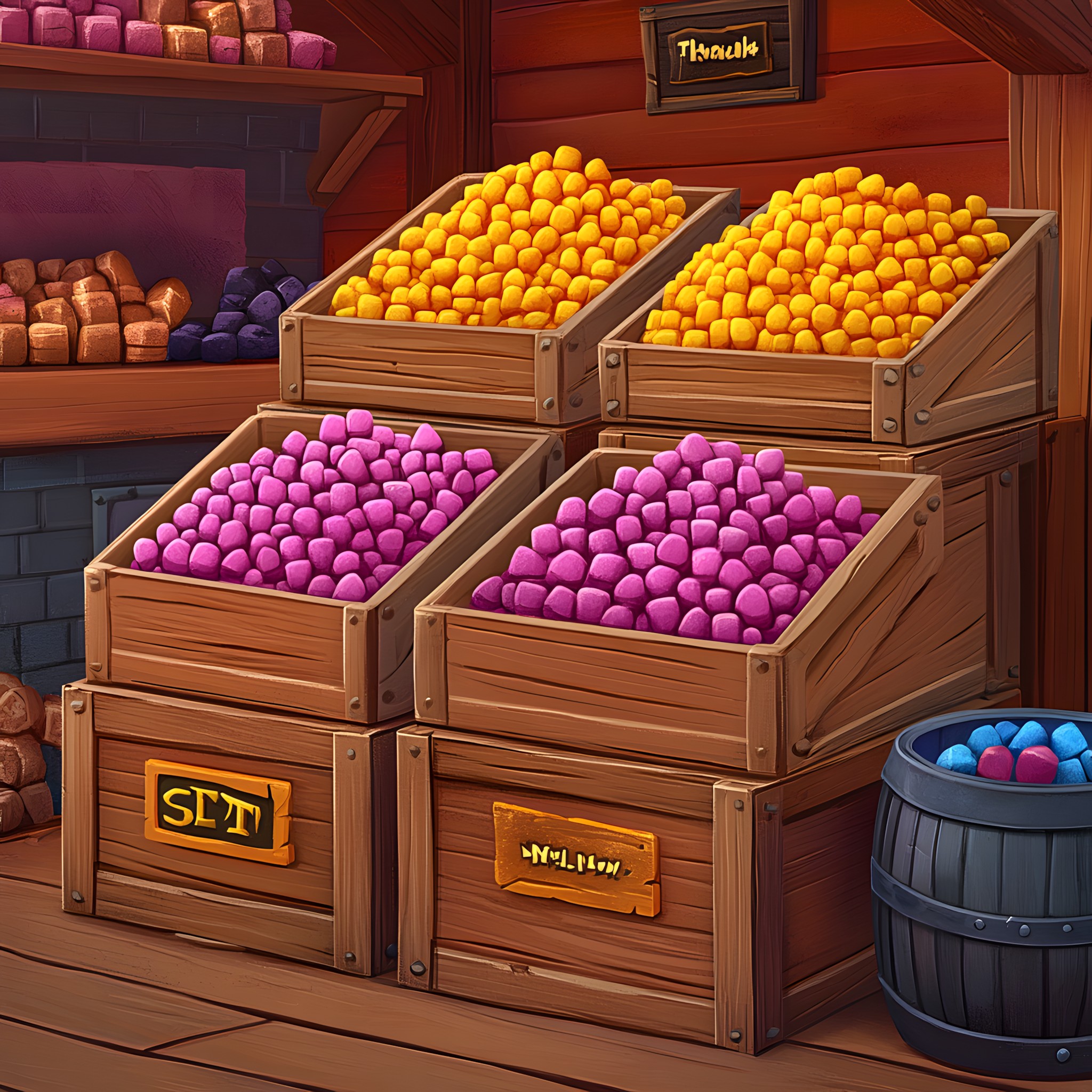 Produce, Natural foods, Animation, Crate, Treasure, Cartoon, Pumpkin, Animated cartoon, Food, Squash, Vegetable, Video Game Software, Fruit, Winter squash, Calabaza, Fictional character, PC game, Cucurbits, Basket, Barrel