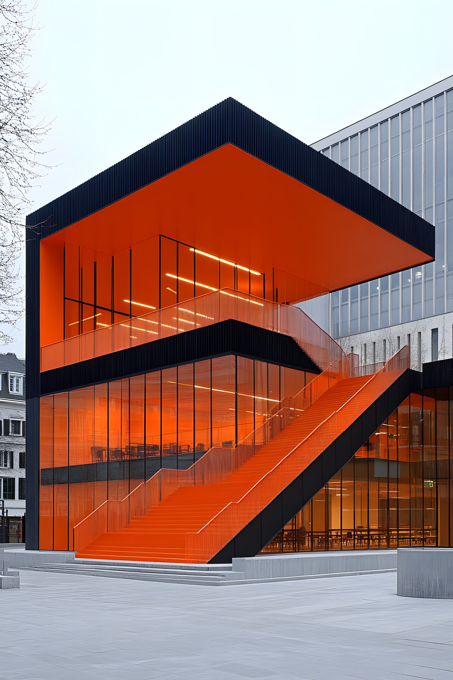 Architecture, Orange, Composite material, Commercial building, Engineering, Shade, Headquarters, Daylighting