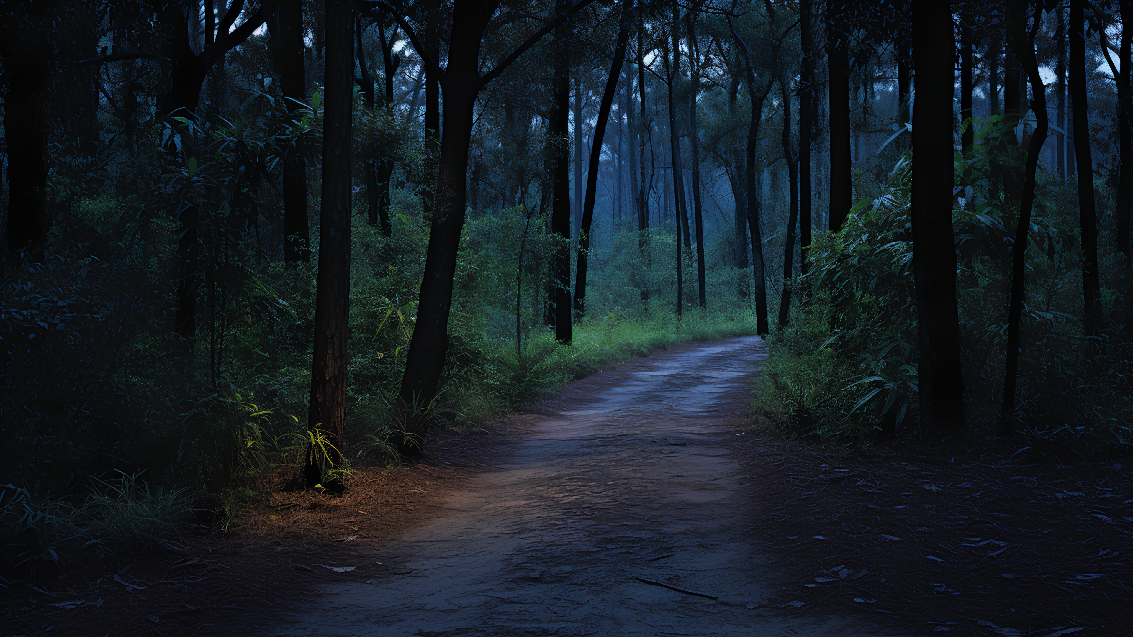 Plant, Tree, Road surface, Natural landscape, Wood, Trunk, Thoroughfare, Asphalt, Terrestrial plant, Grass, Deciduous, Landscape, Tints and shades, Twig, Road, Forest, Sky, Trail, Temperate broadleaf and mixed forest, Dirt road