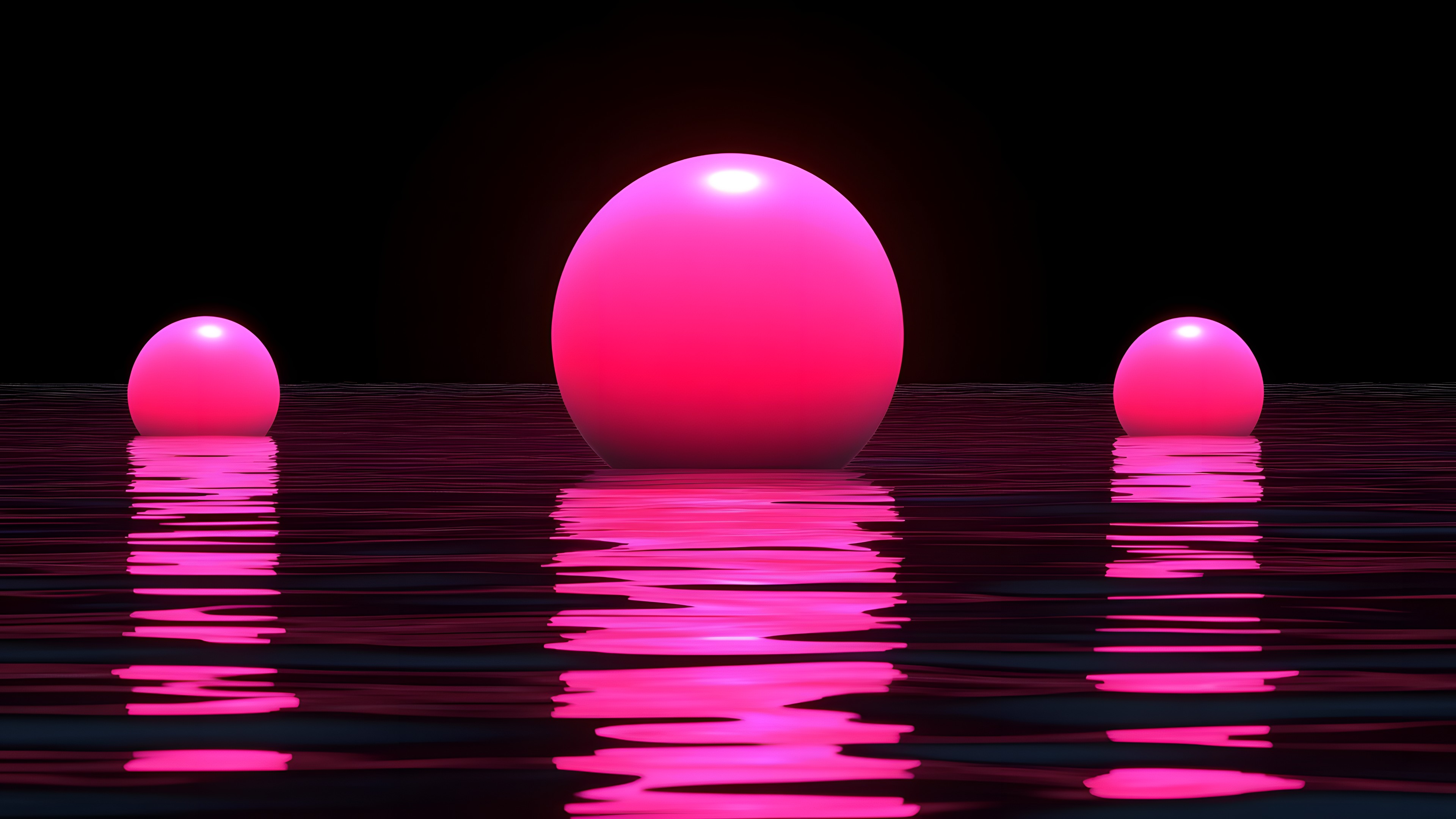 Red, Pink, Sphere, Purple, Reflection, Graphics, Night