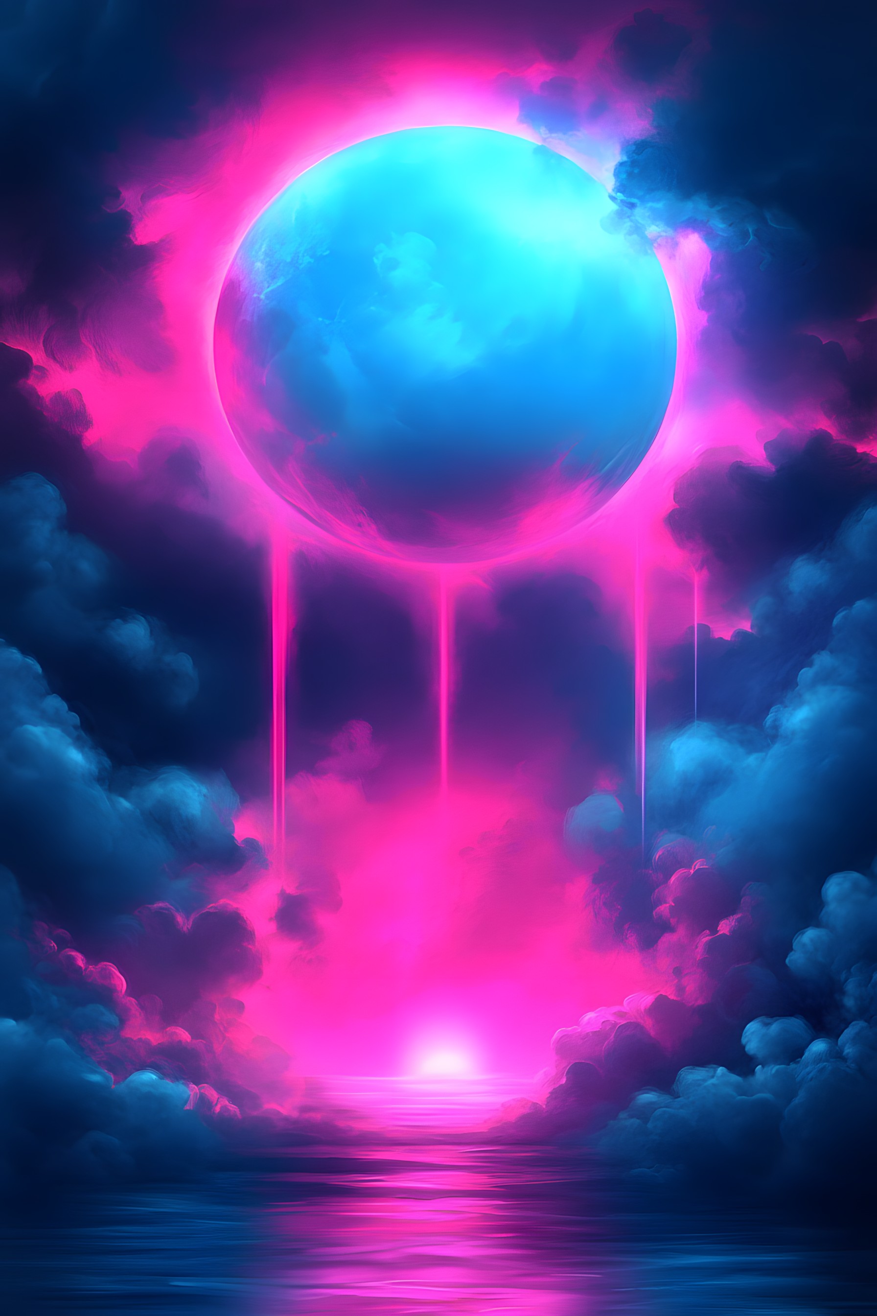 Blue, Astronomical object, Pink, Sphere, Meteorological phenomenon, Moon, Purple, Moonlight, Celestial event, Planet, Graphics, Graphic design, Dusk, Full moon, Universe, Night, Astronomy, Star, Science