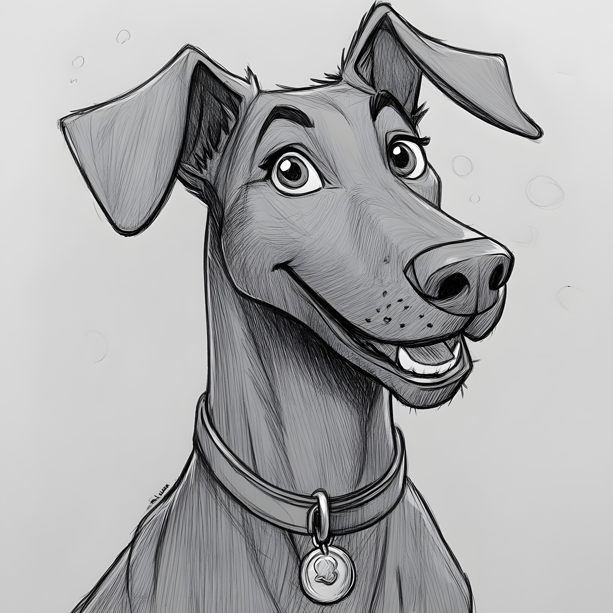 Dog, Drawing, Snout, Sketch, Line art, Black and white, Monochrome, Canidae