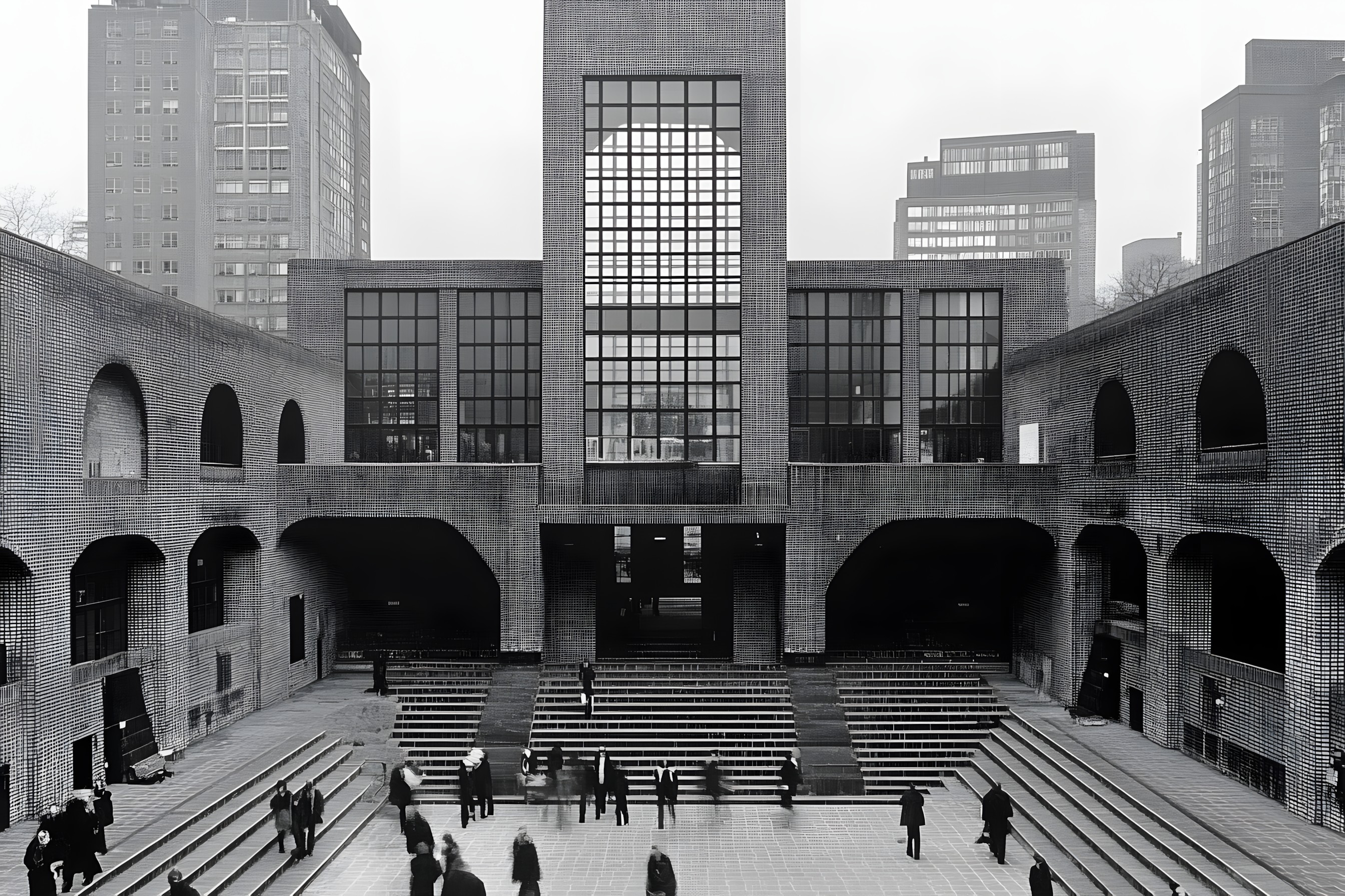 Composite material, Monochrome, Brutalist architecture, Stairs, Daylighting