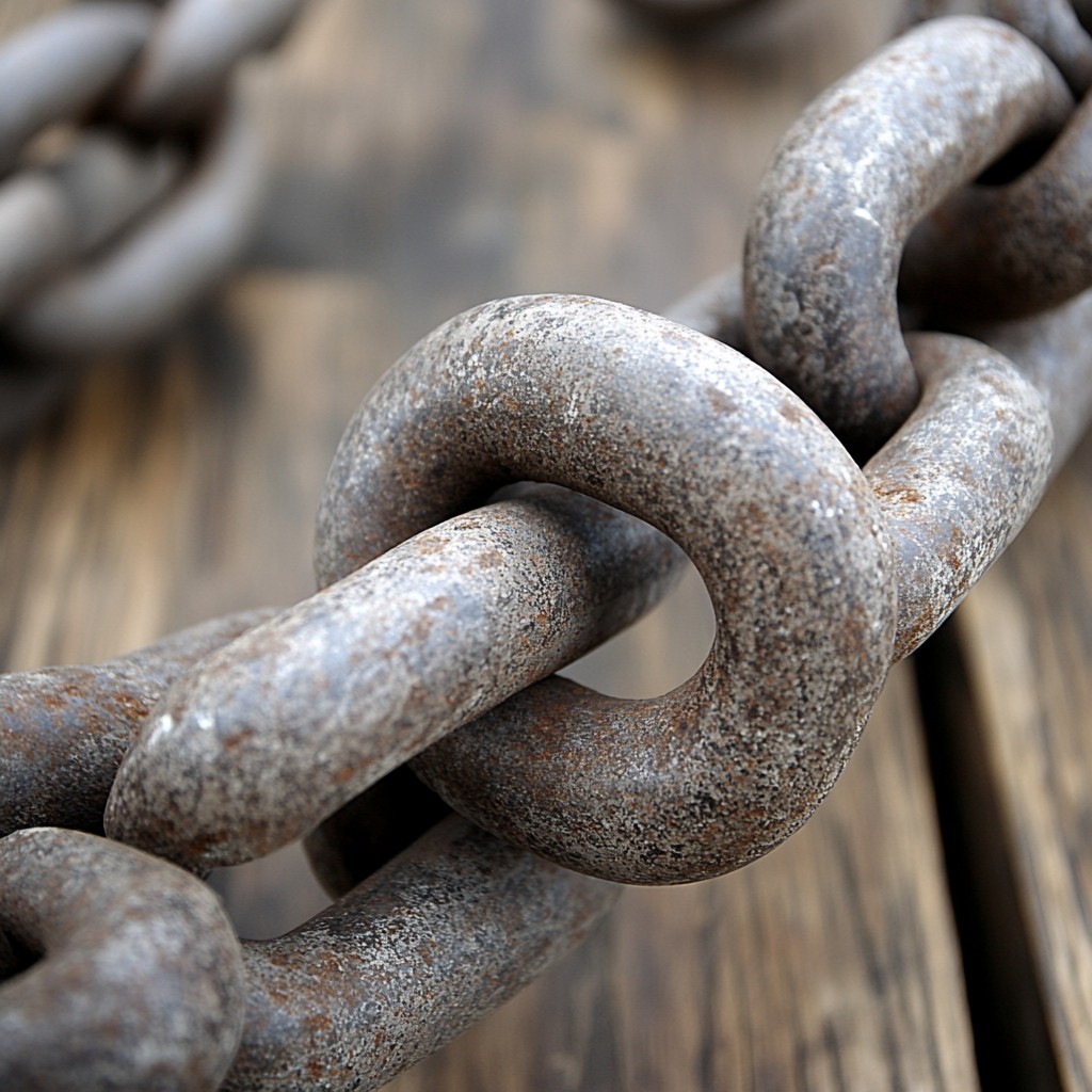 Wood, Font, Chain, Metal, Close-up, Art, Building material, Rust, Balance