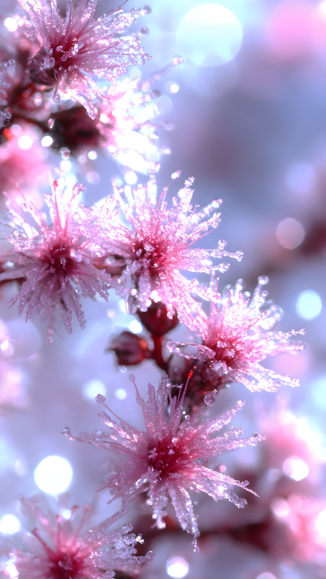 Pink, Close-up, Macro photography, Winter, Frost, Blossom