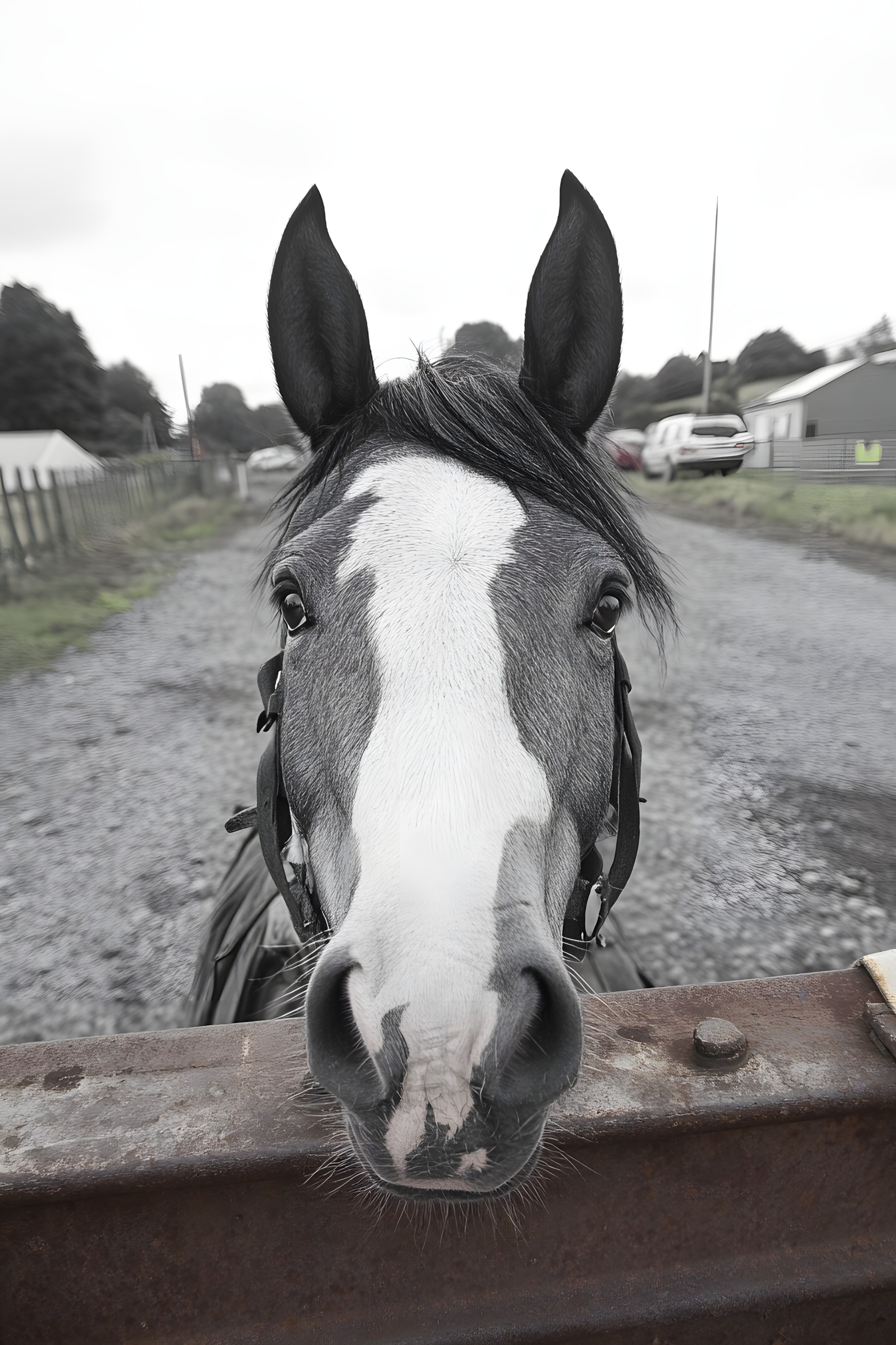 Horse, Vertebrate, Working animal, Snout, Black, Terrestrial animal, Grey, Black and white, Mare, Mane, Livestock, Pack animal, Stallion, Mustang, Horse tack, Bridle