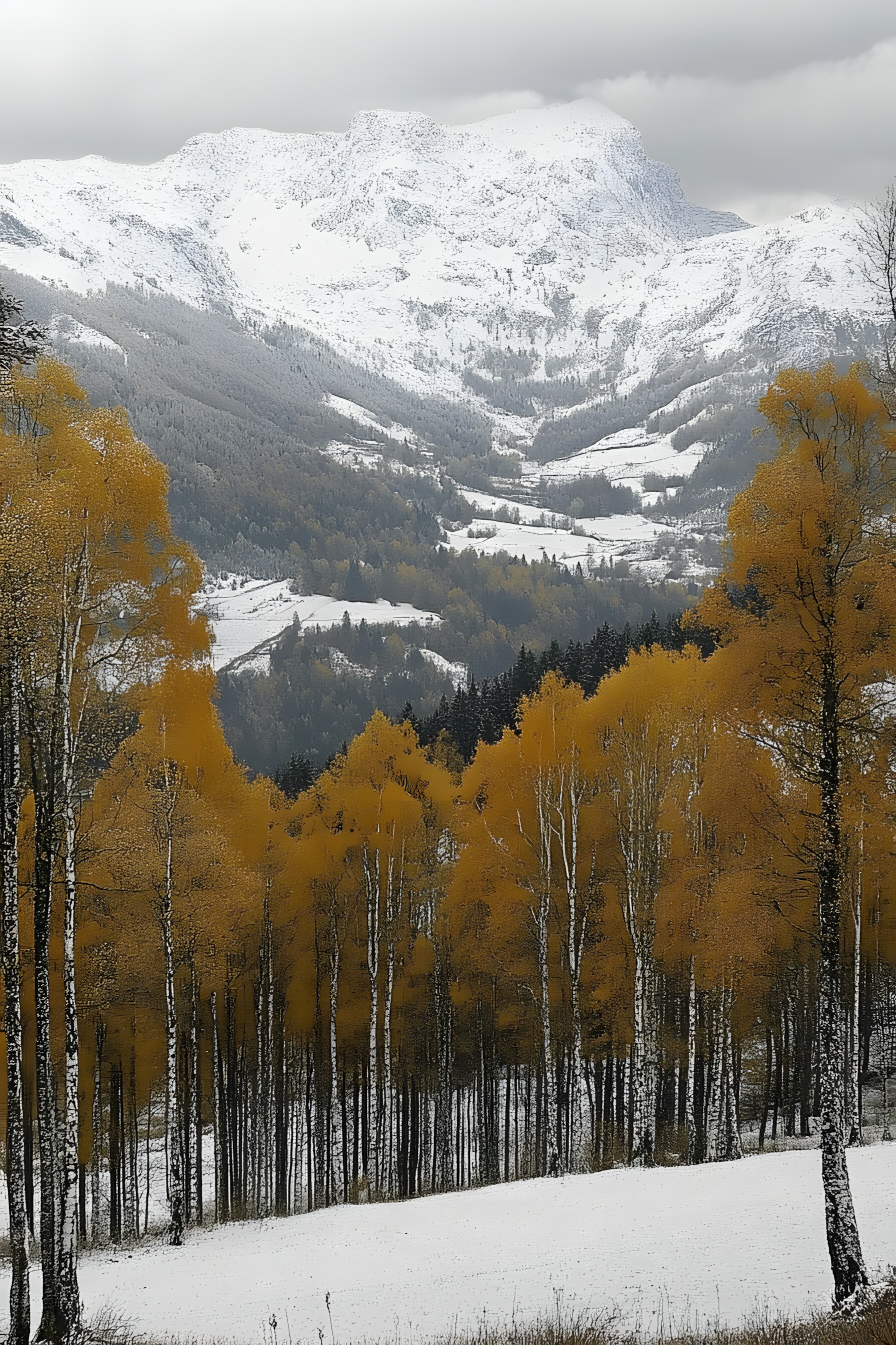 Mountainous landforms, Nature, Mountain, Branch, Natural landscape, Snow, Highland, Hill, Winter, Mountain range, Wilderness, Landscape, Glacial landform, Larch, Forest, Ridge, Hill station, Valley, Fell, Alps