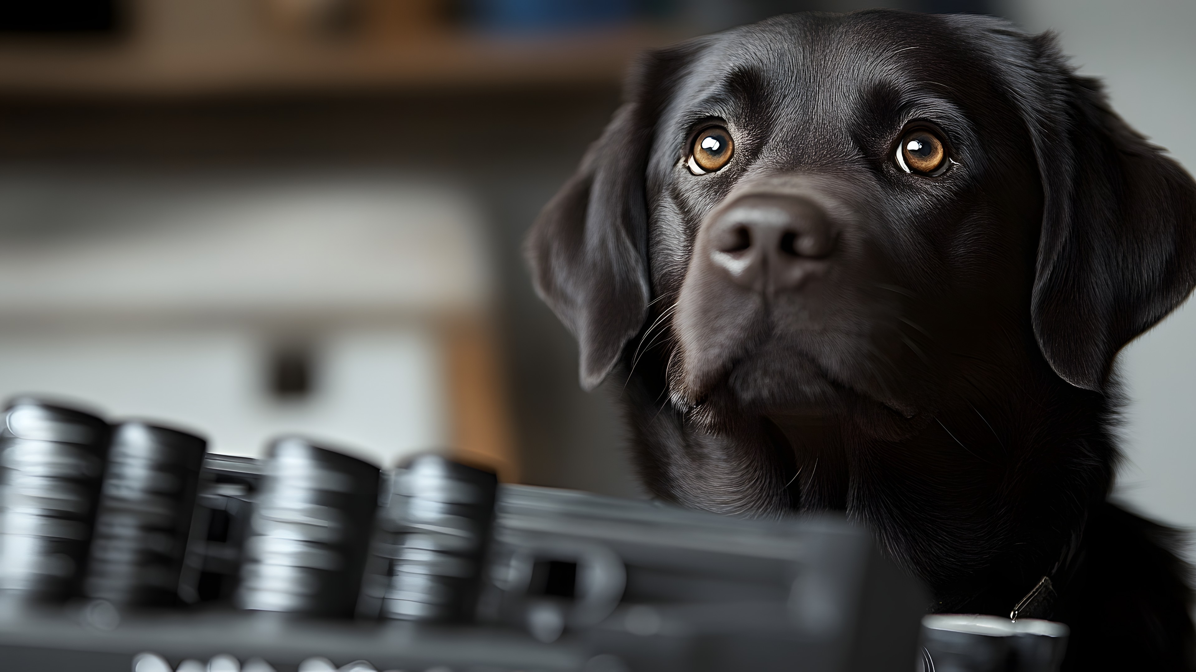 Dog, Vertebrate, Carnivores, Snout, Black, Working animal, Canidae, Dog collar, Collar, Labrador Retriever, Gun dog, Retriever, Fur, Pet Supply, Whiskers, Tongue