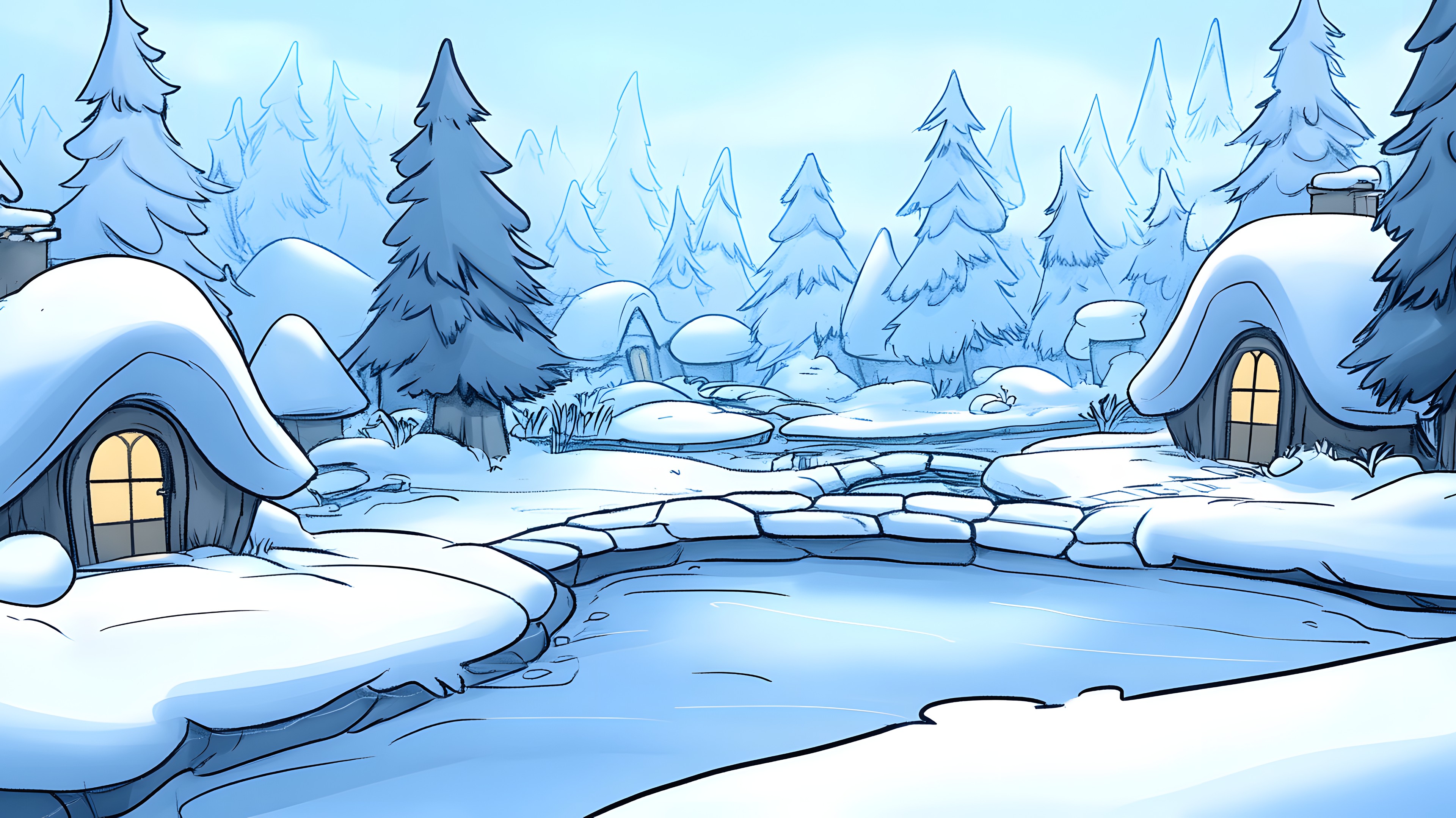 Winter, Snow, Freezing, Animation, Frost, Graphics, Conifers, Precipitation, Ice cap, Ice, Fir, Pine family, Pine