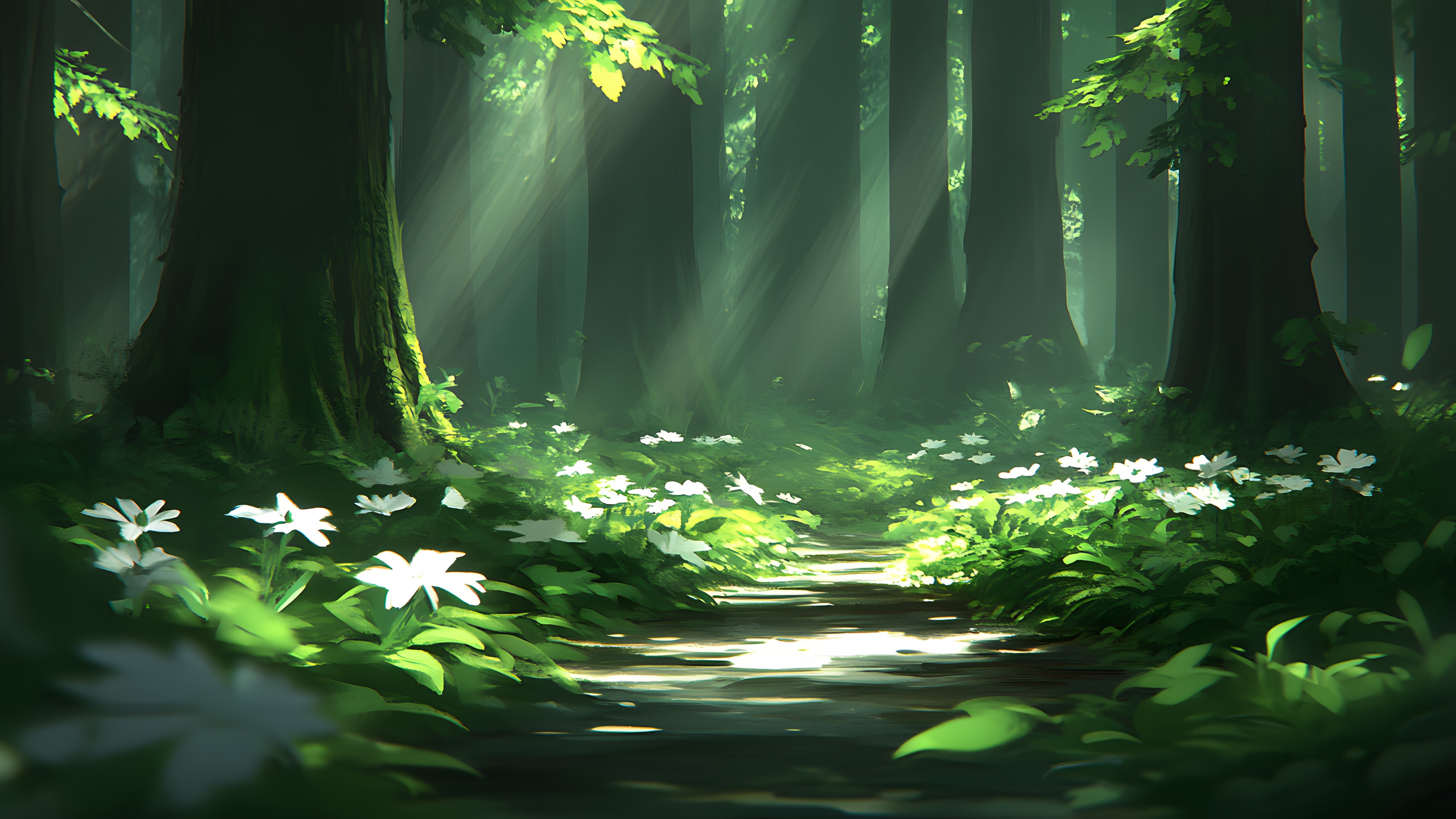 Nature, Forest, Jungle, Spring, Woodland, Old-growth forest, Northern hardwood forest, Rainforest, Valdivian temperate rain forest, Temperate broadleaf and mixed forest, Grove, Tropical and subtropical coniferous forests, Wildflower, Animation