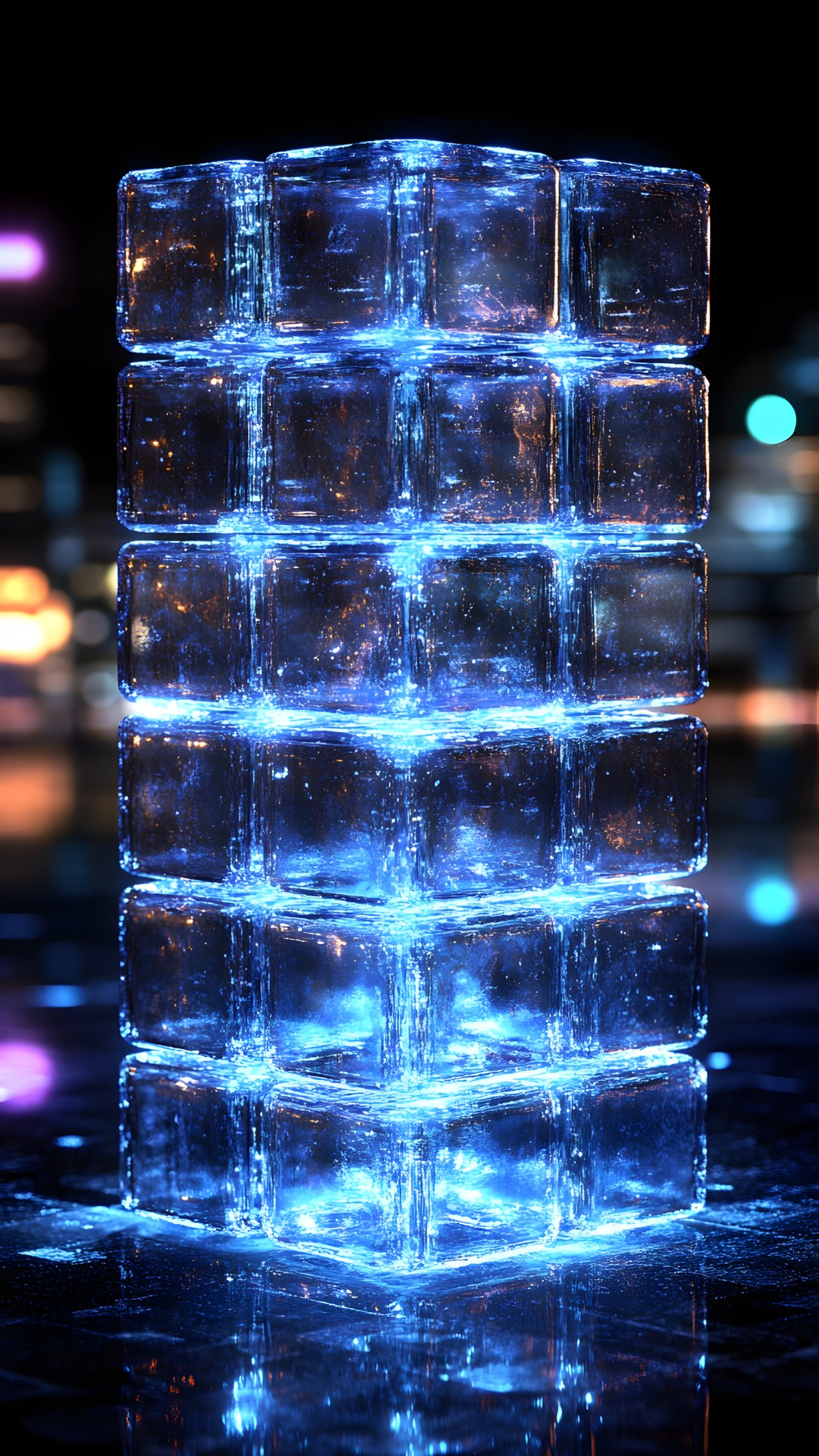 Blue, Glass, Silver, Night, Ice cube, Ice, Transparency, Crystal