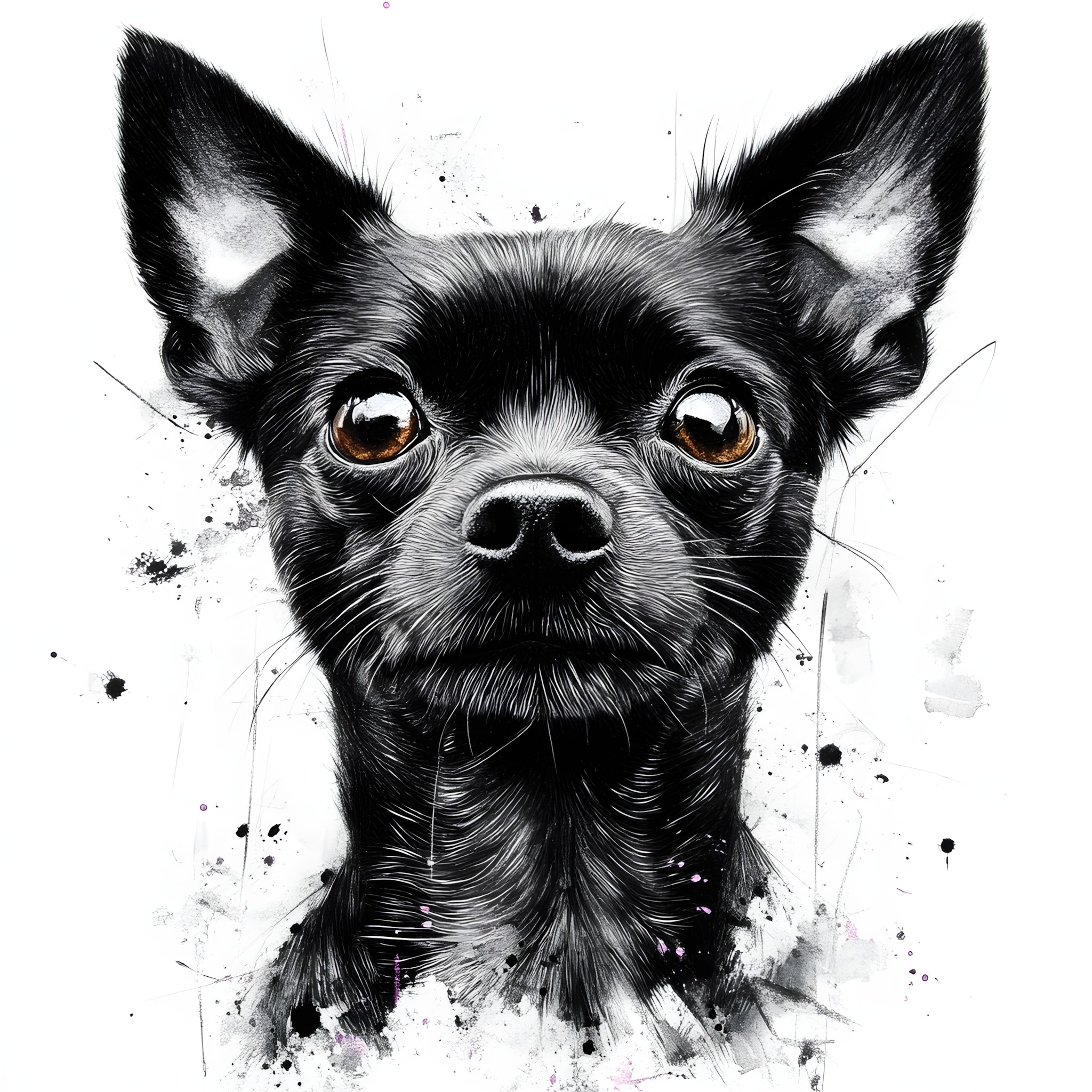 Dog, Black, Snout, Carnivores, Black and white, Toy dog, Chihuahua, Canidae, Puppy, Sketch, Corgi-Chihuahua