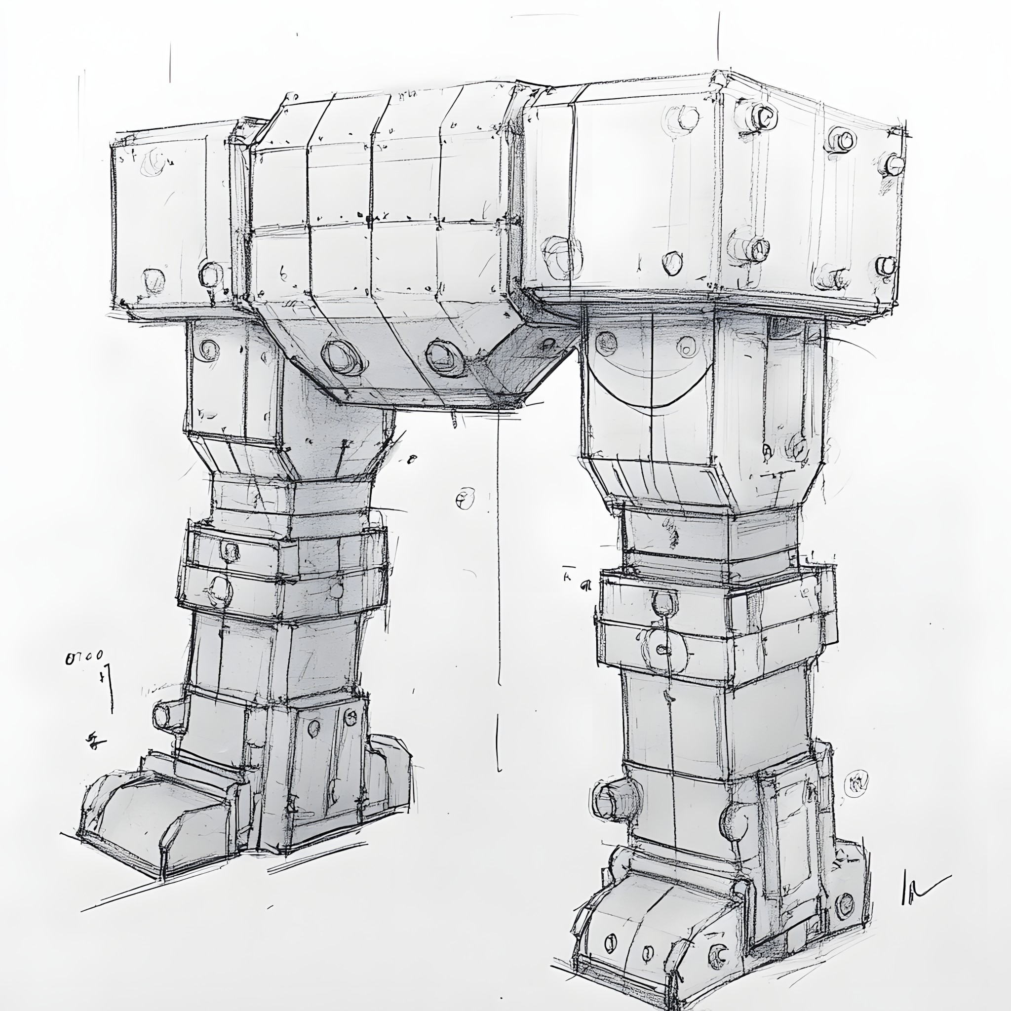 White, Machine, Line art, Sketch, Robot, Design, Technical drawing, Mecha, Diagram