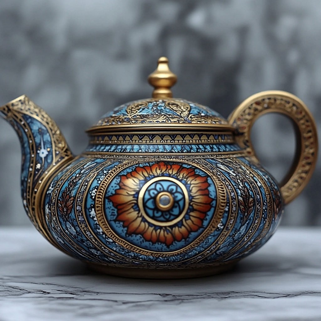 Blue, Teapot, Serveware, Lid, Antique, Porcelain, Kettle, Ceramic, Pottery, Bronze, Dishware, Stoneware, Design, Still life photography, Copper, Brass, Still life, Collectable