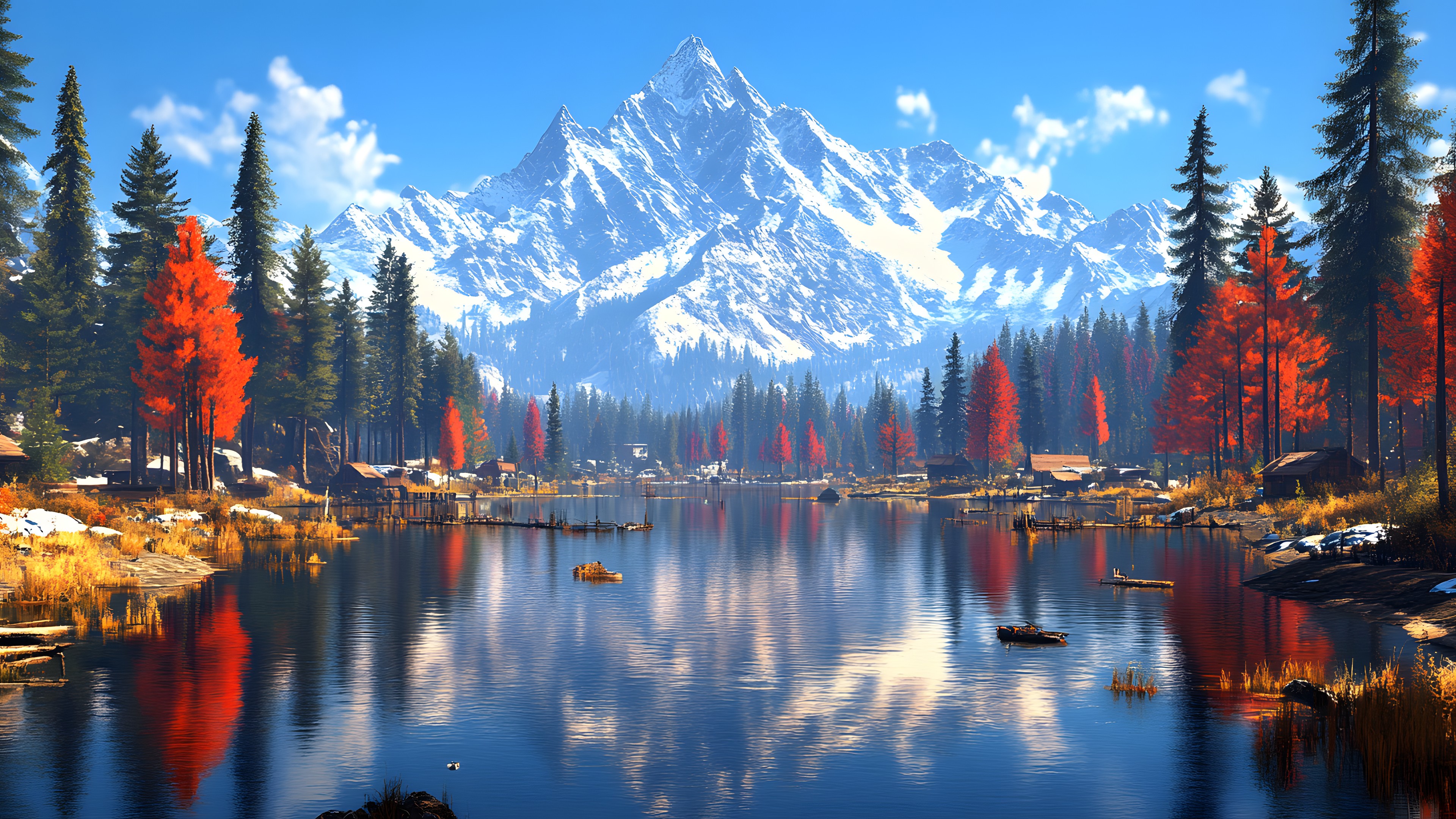 Mountain, Mountainous landforms, Water, Nature, Natural landscape, Mountain range, Wilderness, Reflection, Forest, Landscape, Mountain river, Hill, Highland, Valley, Winter, Spruce-fir forests, Larch, Glacial landform, Tarn, Ridge