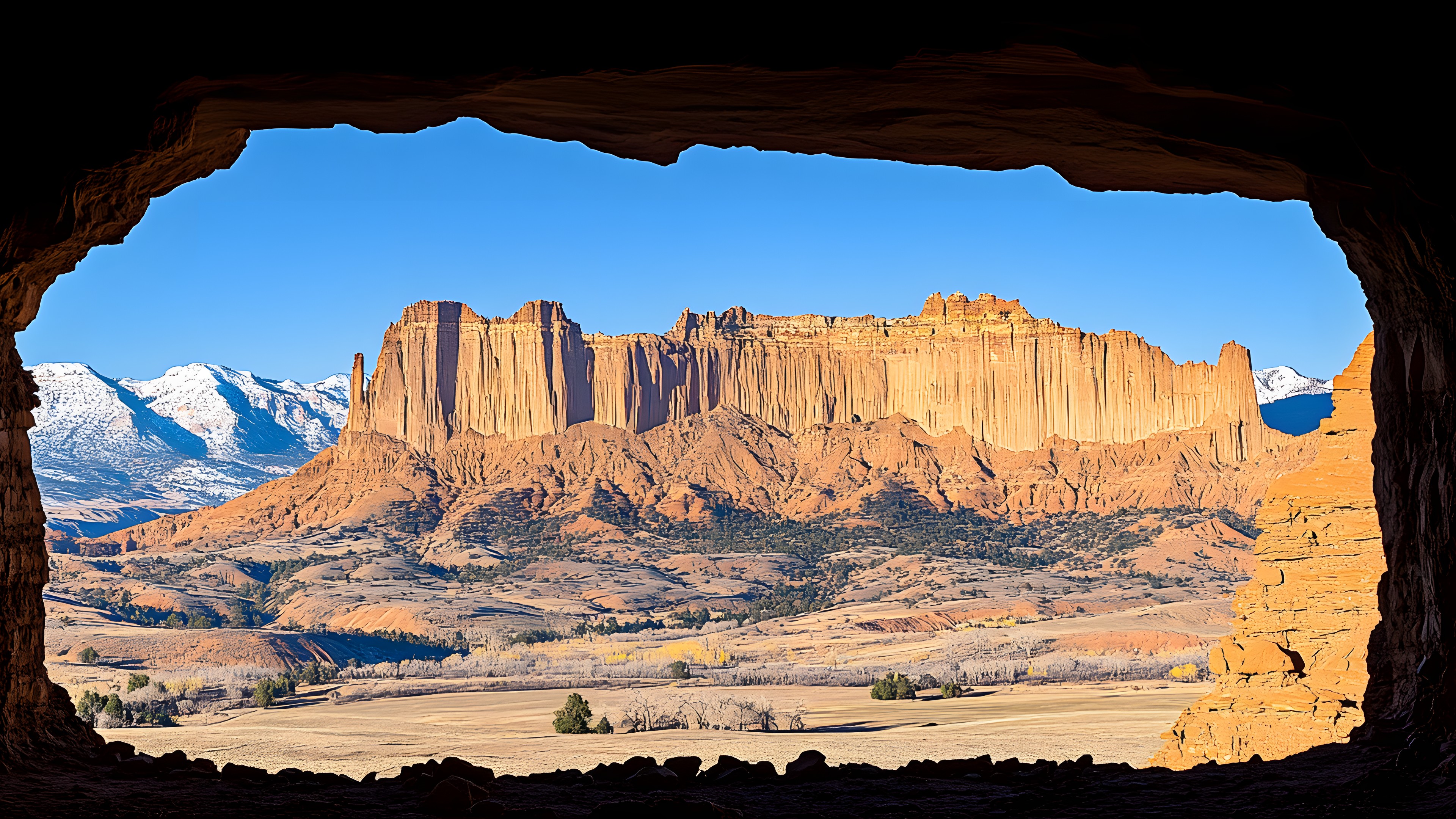 Sky, Mountain, Ecoregion, Light, Natural landscape, Nature, Natural environment, World, Bedrock, Biome, Formation, Landscape, Mountainous landforms, Landmark, Outcrop, Tints and shades, Arch, Butte, Erosion, Geology