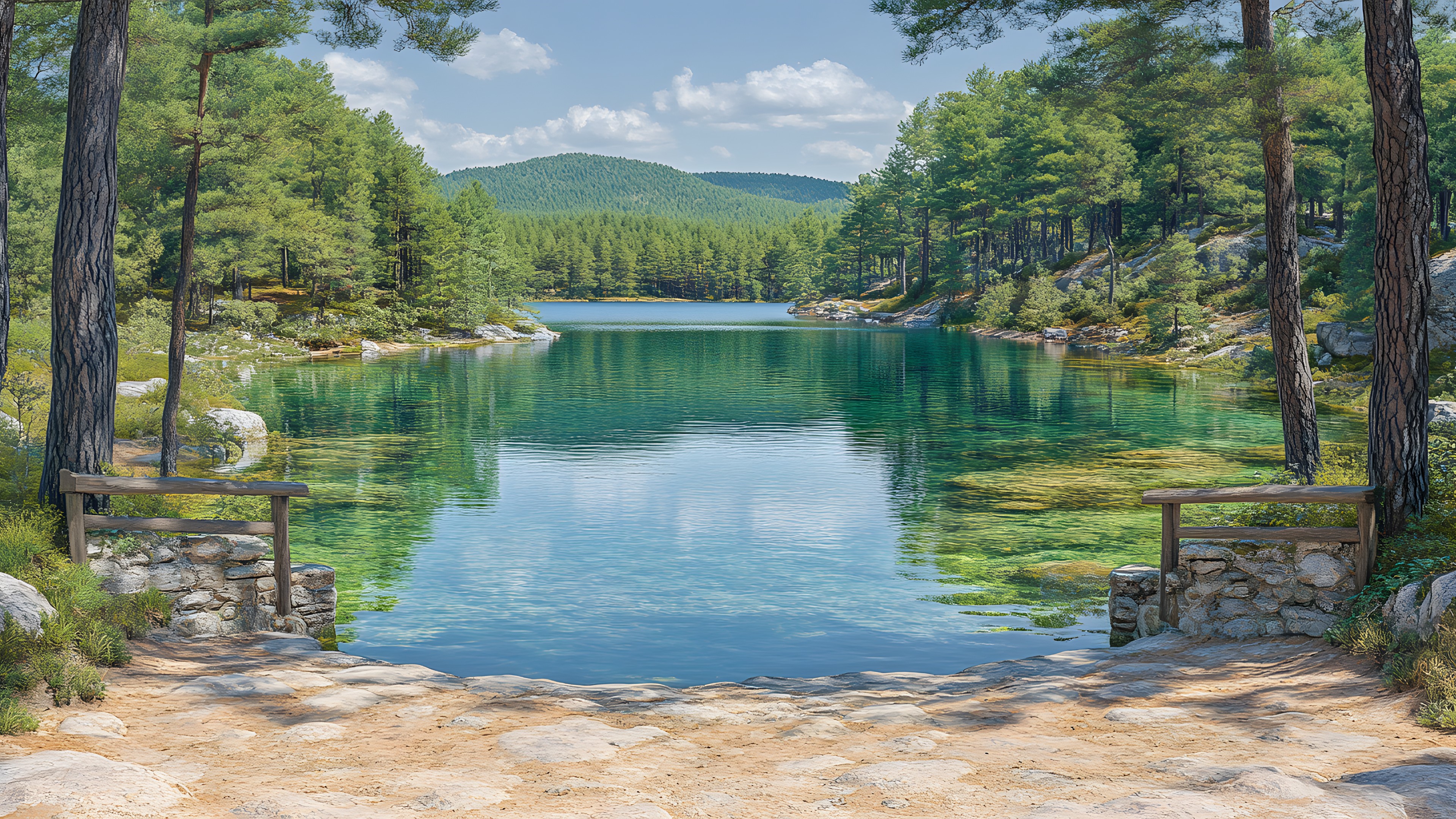 Water, Water resources, Body of water, Nature, Natural landscape, Bank, Rock, Watercourse, Lake, Reflection, Tarn, Reservoir, Forest, River, Fluvial landforms of streams, Channel, Pond, Mountain river, Riparian zone, Loch
