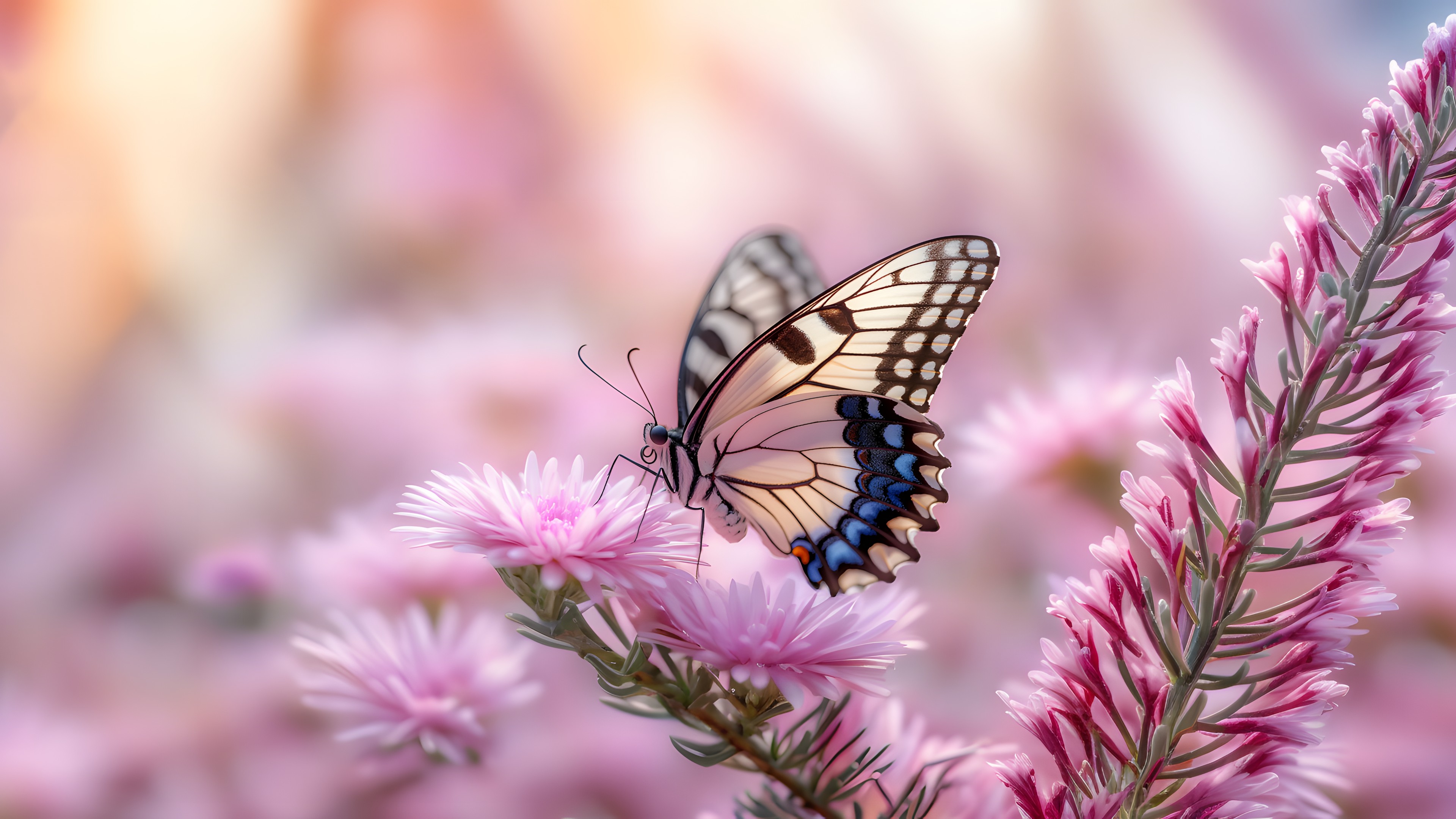 Flower, Pollinator, Plant, Butterfly, Insect, Arthropod, Moths and butterflies, Petal, Pink, Wing, Invertebrate, Flowering plant, Magenta, Wildlife, Pollen, Swallowtail butterfly, Macro photography, Shrub, Annual plant, Herbaceous plant