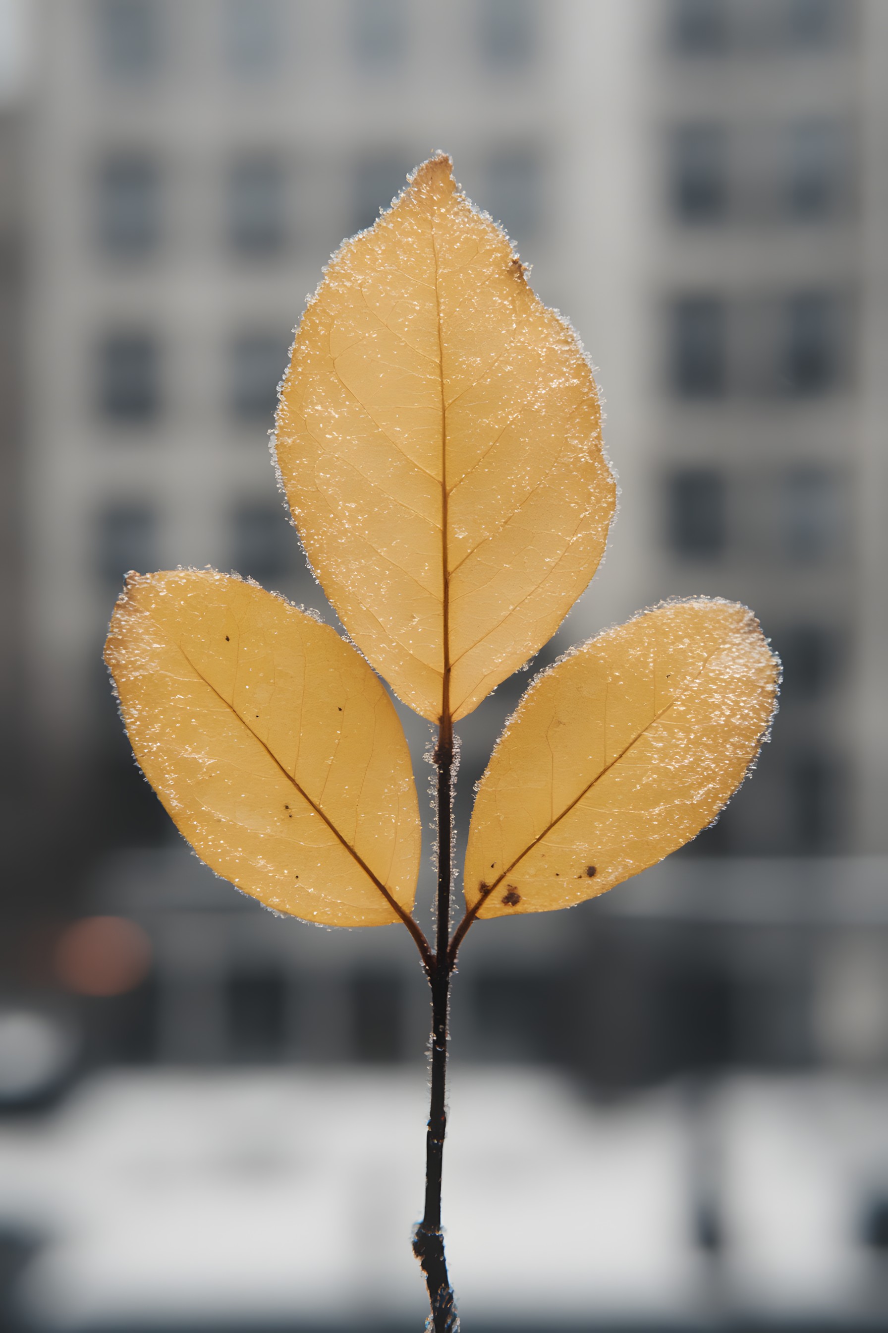 Leaf, Yellow, Twig, Close-up, Macro photography, Plant stem, Natural material, Still life photography, Autumn, Shadow