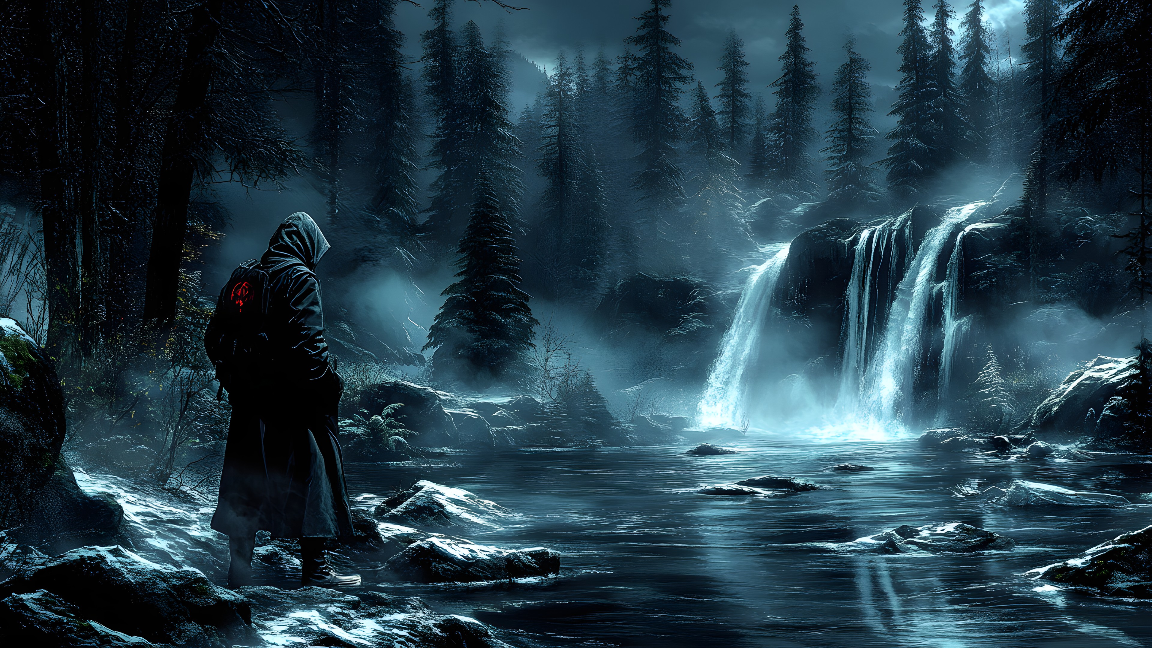 atmospheric phenomenon, CG artwork, Forest, Mist, Game, Fictional character, Winter, Film, PC game, Old-growth forest, Stream, Animation, Fog, Adventure game, Haze, Video Game Software, Digital compositing, Mountain river, Fiction