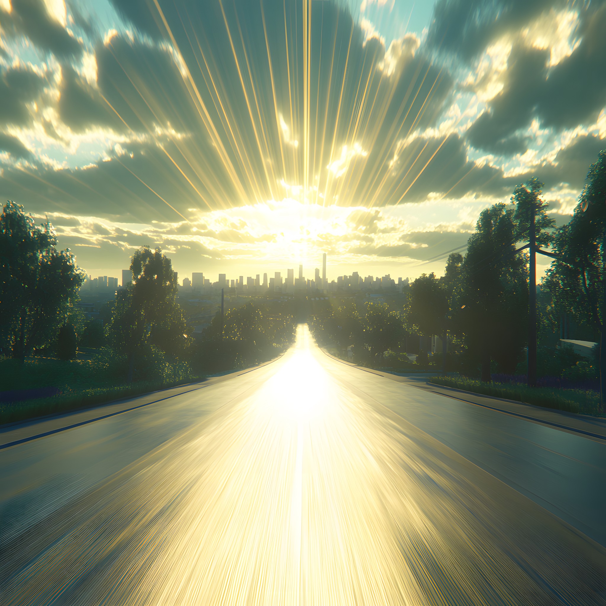 Sun, Daytime, Yellow, Horizon, Road, atmospheric phenomenon, Astronomical object, Sunrise, Cloud, Sunlight, Asphalt, Highway, Thoroughfare, Morning, Heat, Controlled-access highway, Lens flare, Lane, Sunset, Evening